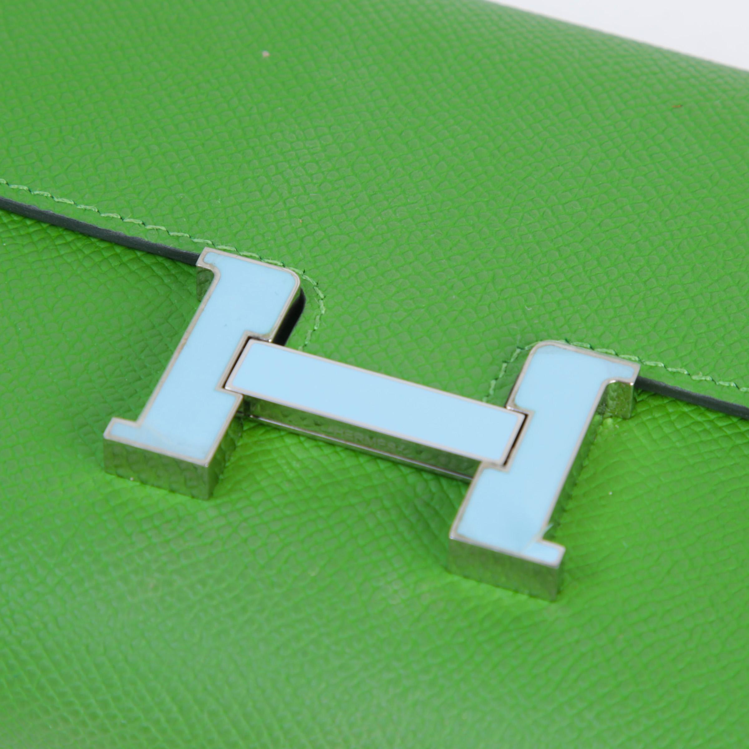 Very Good ( Rank A) HERMÈS Constance To Go Vert Yucca (A8) Celeste (7N) Epsom Enamel hardware W (2024) - 7