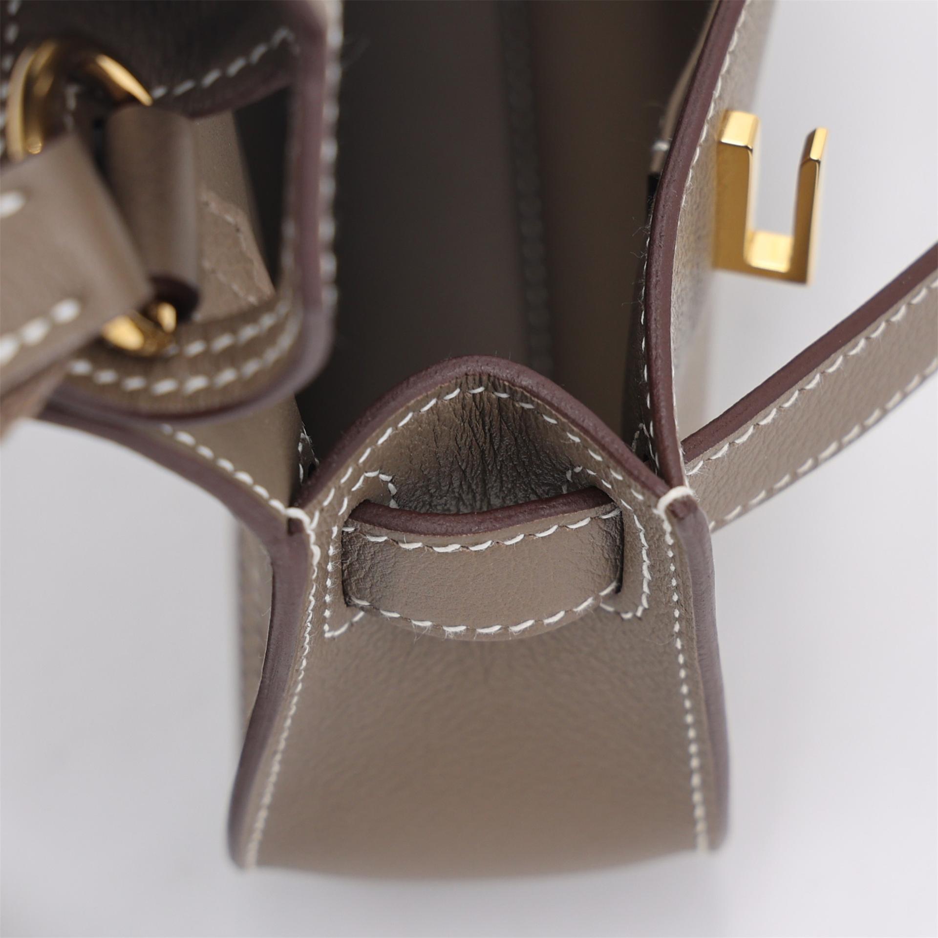 Excellent ( Rank SA ) HERMÈS Jypsiere Mini Etoupe (18) Evercolor Gold hardware U (2022) - 15