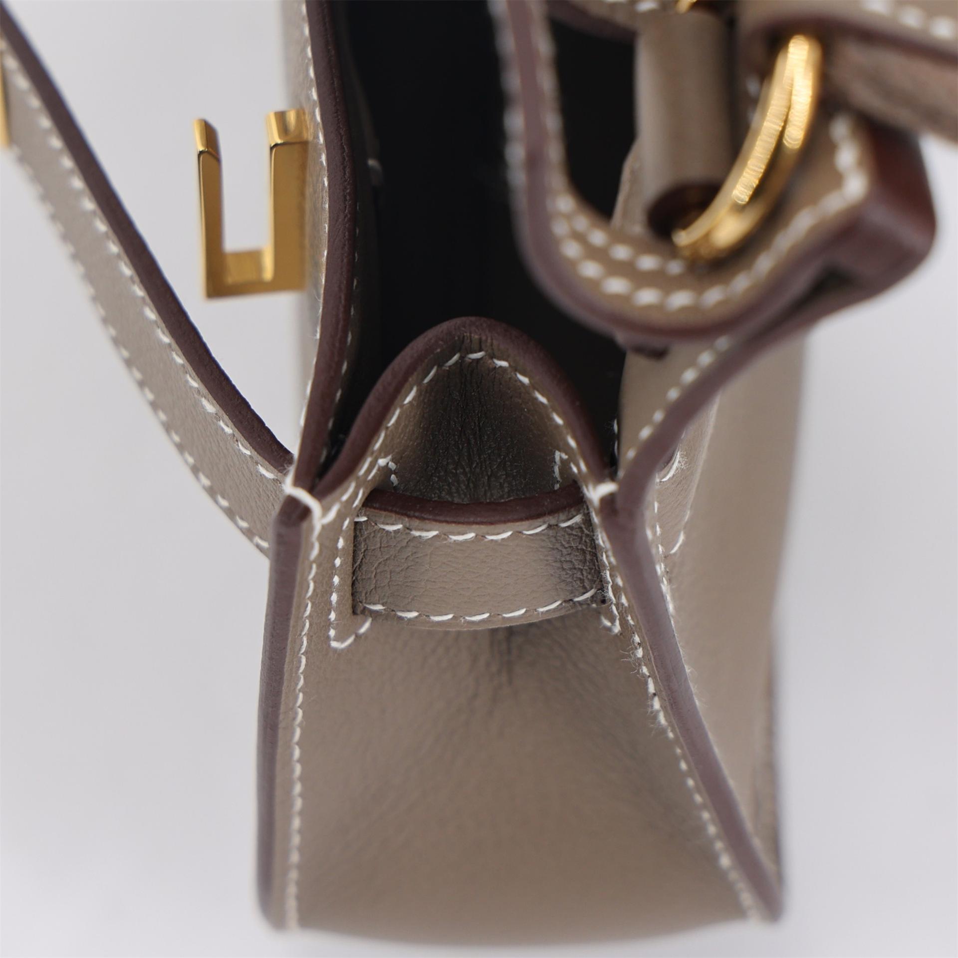 Excellent ( Rank SA ) HERMÈS Jypsiere Mini Etoupe (18) Evercolor Gold hardware U (2022) - 16