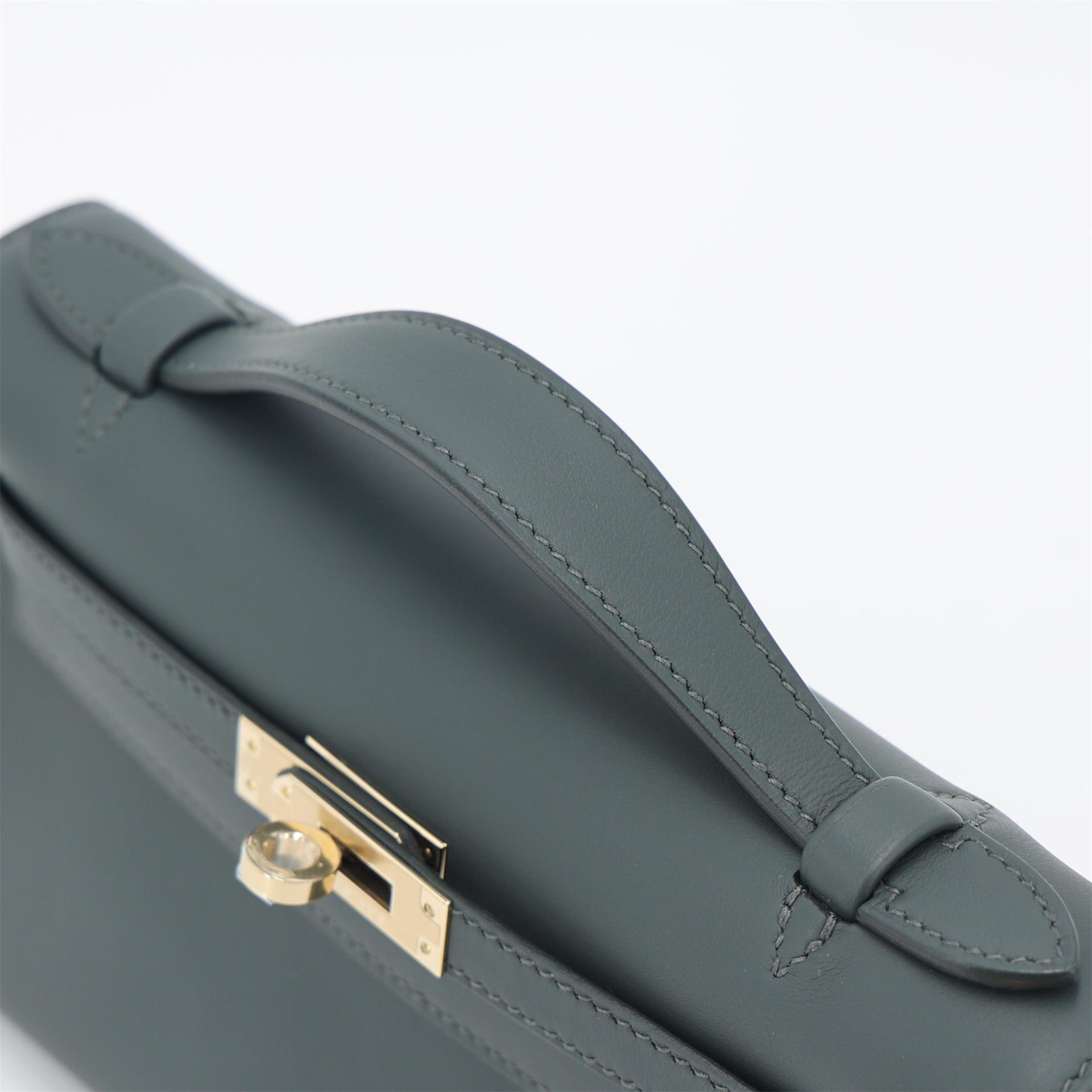 Brand New ( Rank N ) HERMÈS Kelly Pochette Vert Mangrove (Q0) Swift Permabrass hardware K (2025) - 5