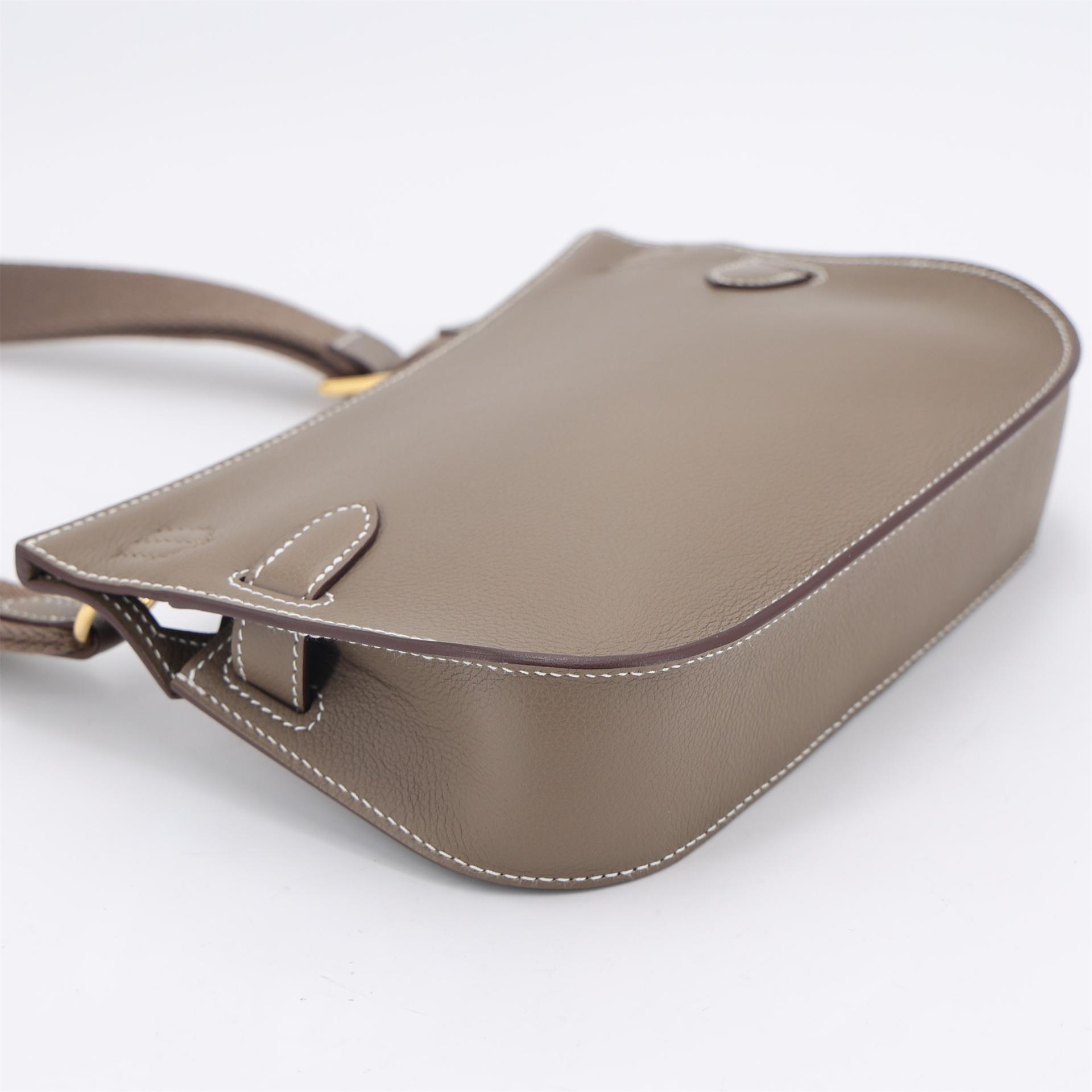 Excellent ( Rank SA ) HERMÈS Jypsiere Mini Etoupe (18) Evercolor Gold hardware U (2022) - 7