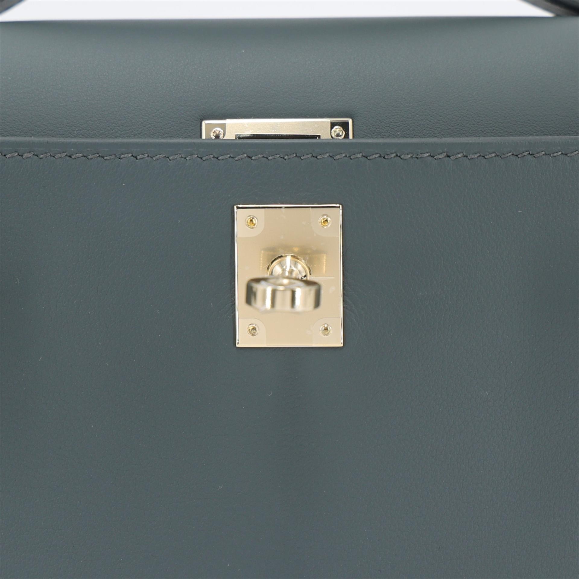 Brand New ( Rank N ) HERMÈS Kelly Pochette Vert Mangrove (Q0) Swift Permabrass hardware K (2025) - 11