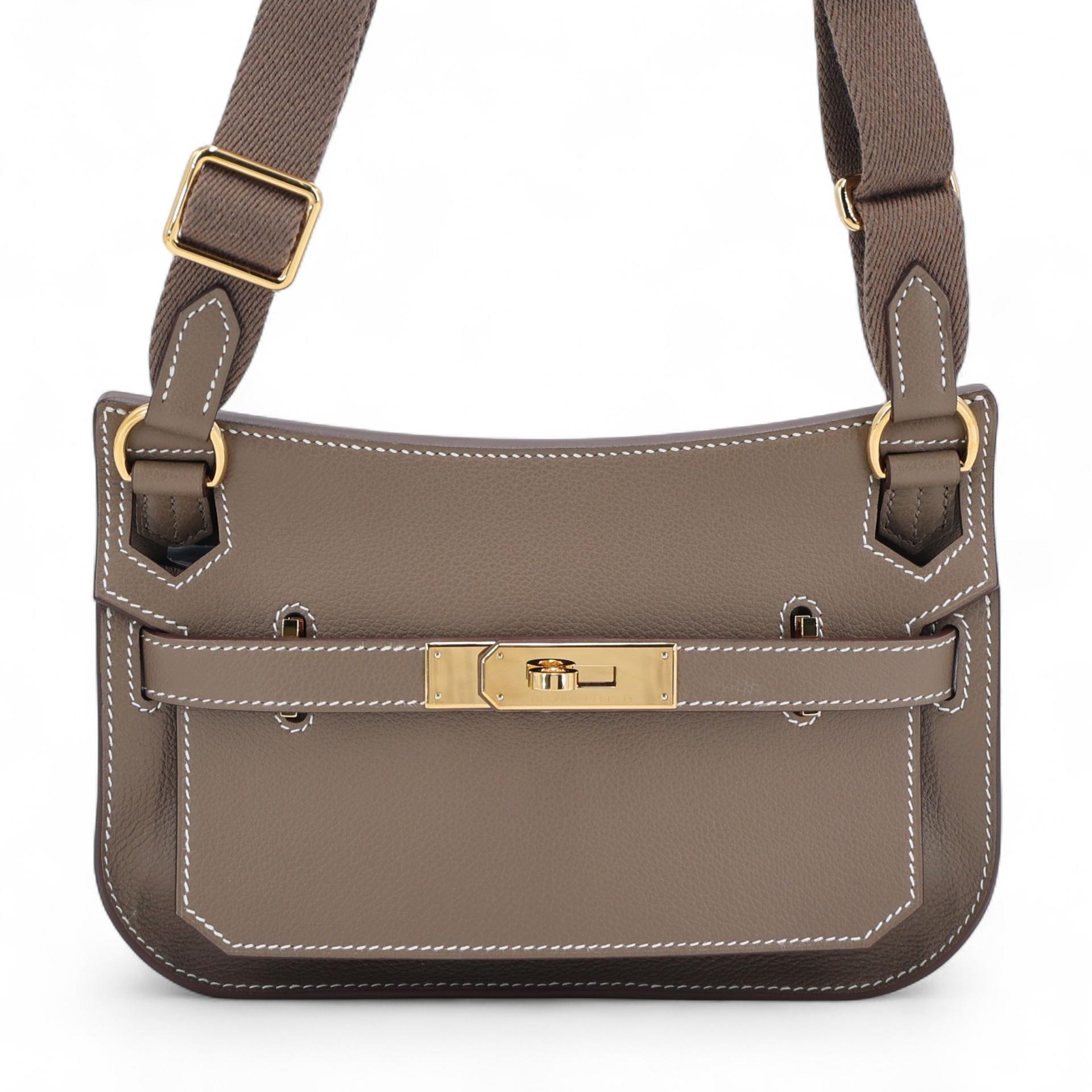 Excellent ( Rank SA ) HERMÈS Jypsiere Mini Etoupe (18) Evercolor Gold hardware U (2022) - 1