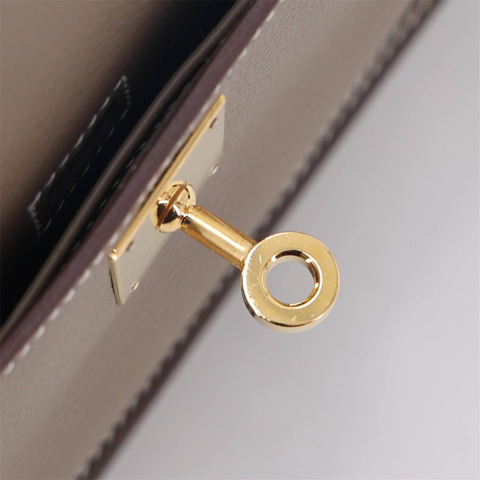 Excellent ( Rank SA ) HERMÈS Jypsiere Mini Etoupe (18) Evercolor Gold hardware U (2022) - 11