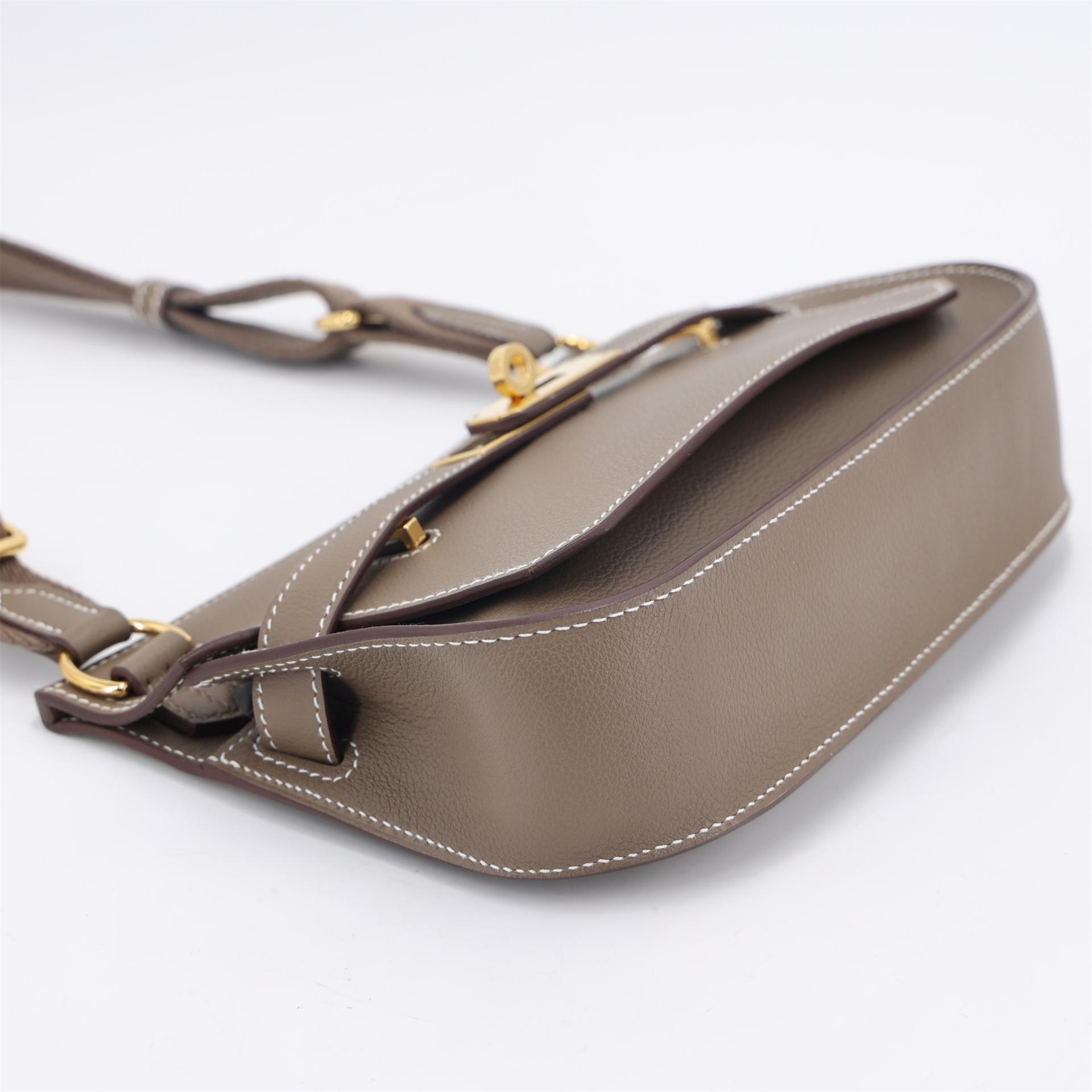 Excellent ( Rank SA ) HERMÈS Jypsiere Mini Etoupe (18) Evercolor Gold hardware U (2022) - 5