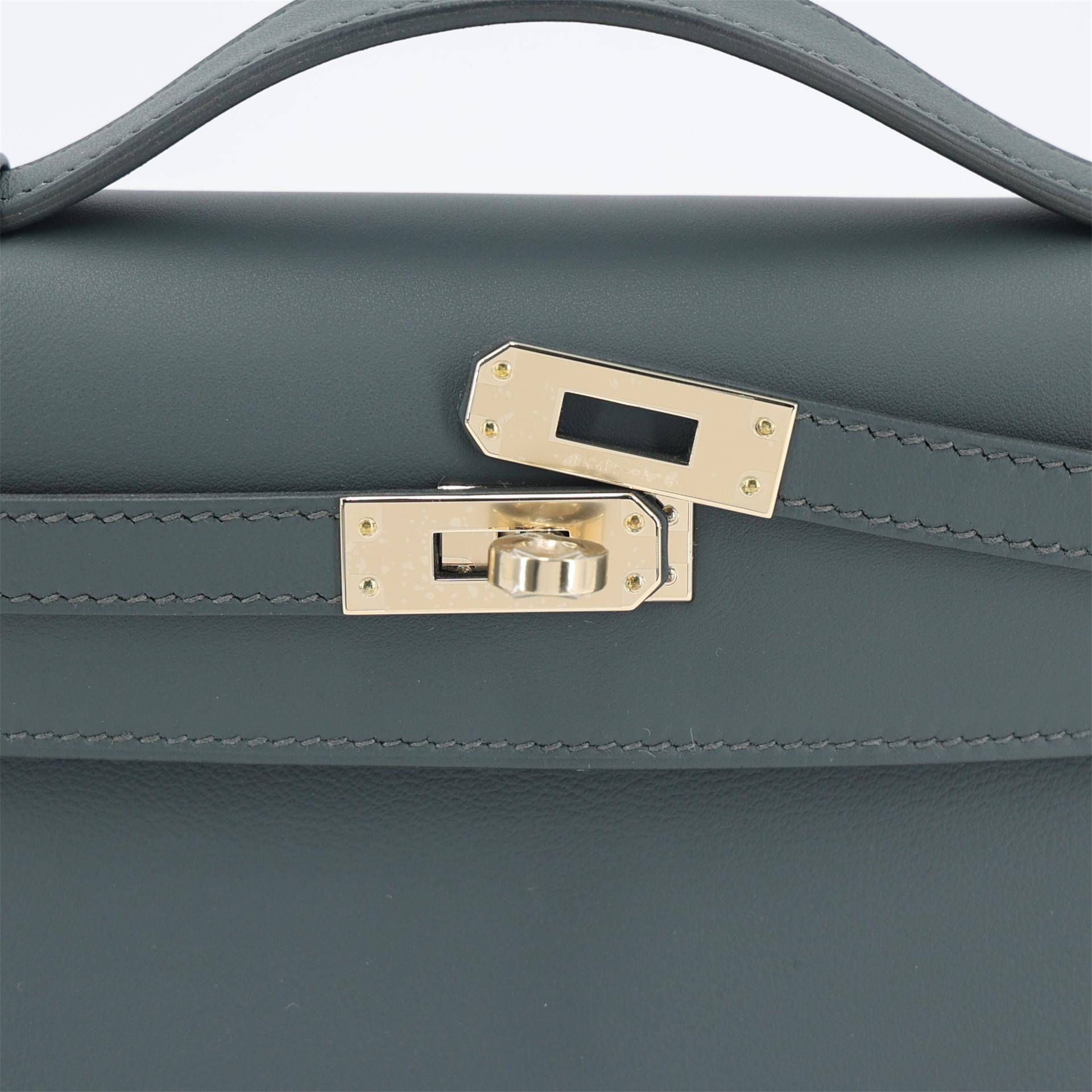 Brand New ( Rank N ) HERMÈS Kelly Pochette Vert Mangrove (Q0) Swift Permabrass hardware K (2025) - 10