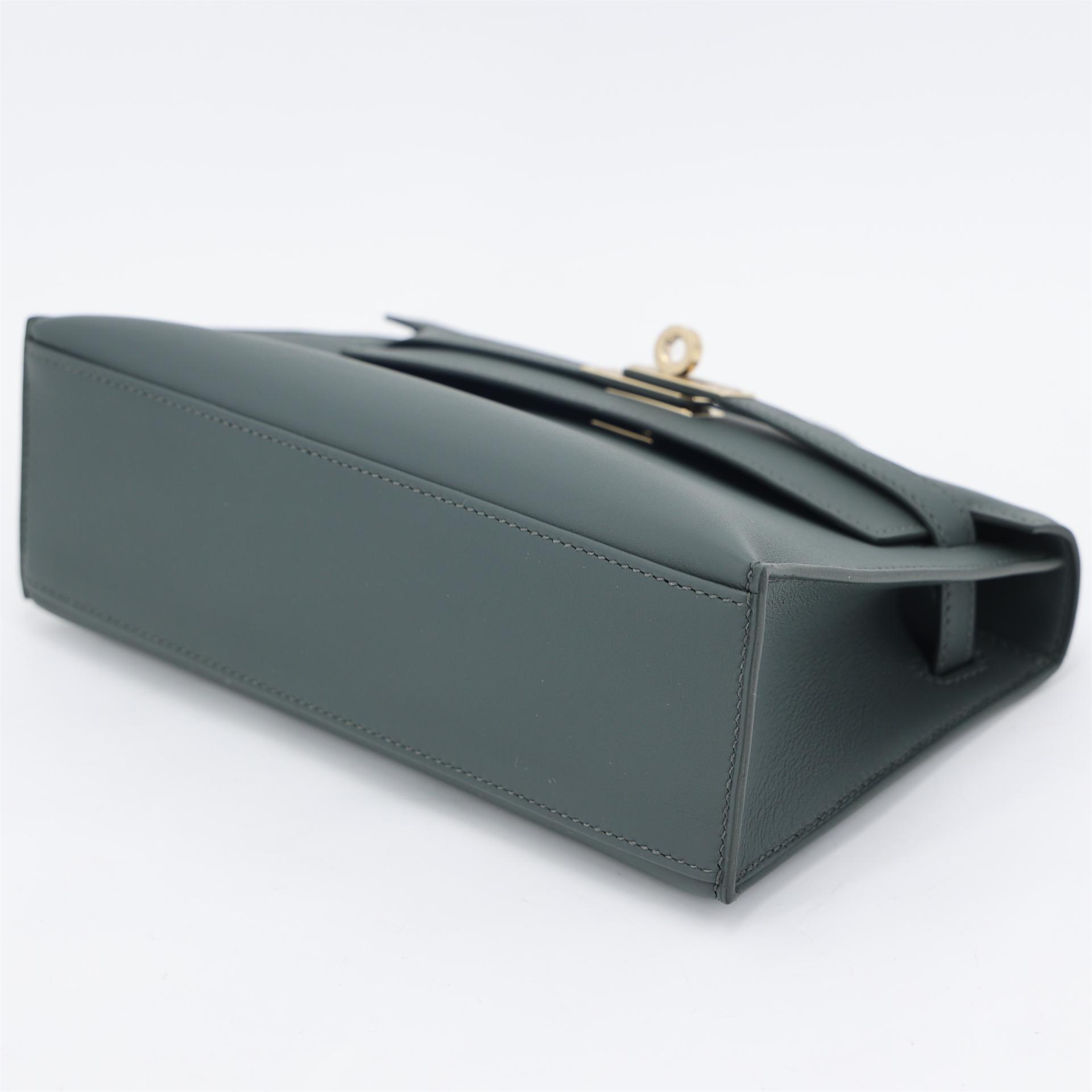 Brand New ( Rank N ) HERMÈS Kelly Pochette Vert Mangrove (Q0) Swift Permabrass hardware K (2025) - 7