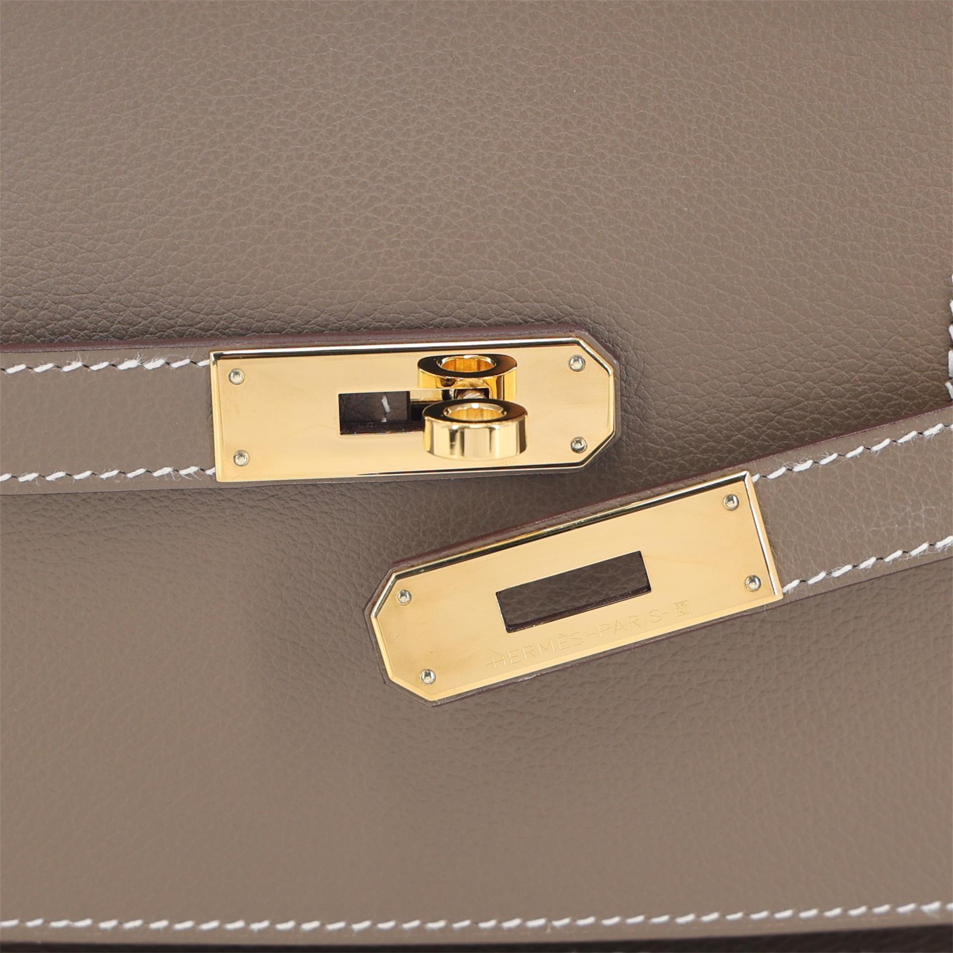 Excellent ( Rank SA ) HERMÈS Jypsiere Mini Etoupe (18) Evercolor Gold hardware U (2022) - 9