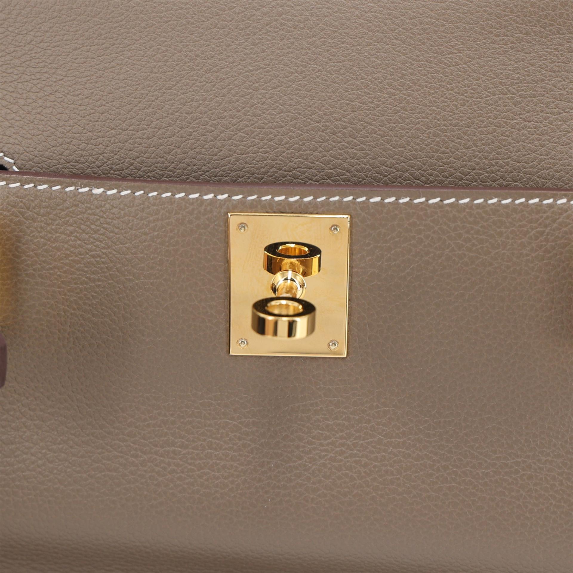Excellent ( Rank SA ) HERMÈS Jypsiere Mini Etoupe (18) Evercolor Gold hardware U (2022) - 10