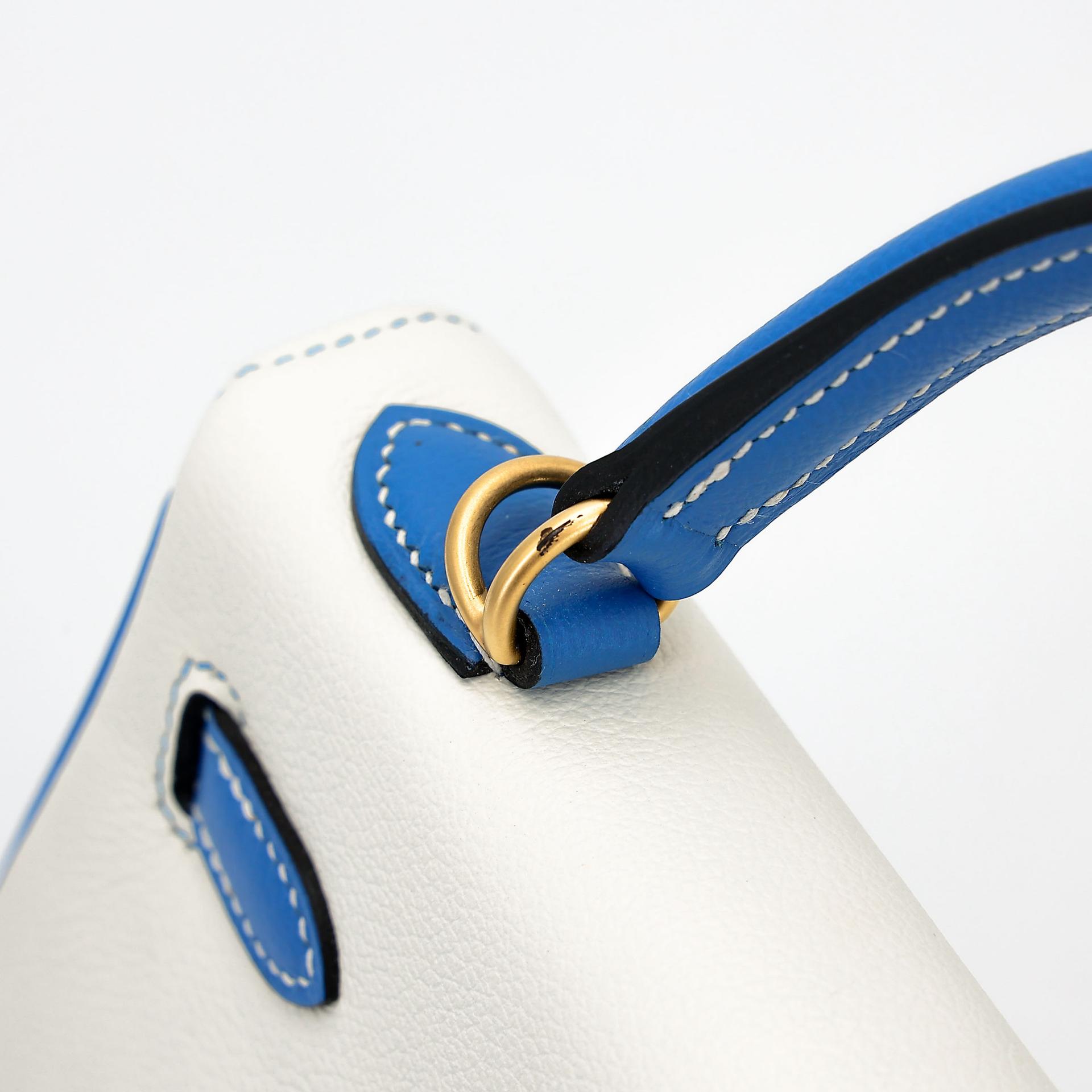 SA超美品 HERMÈS 愛馬仕 馬蹄印定制 Kelly 25 01 純白色 White T7 水妖藍 Bleu Hydra Evercolor皮 拉絲金扣 D刻 2019年 - 12