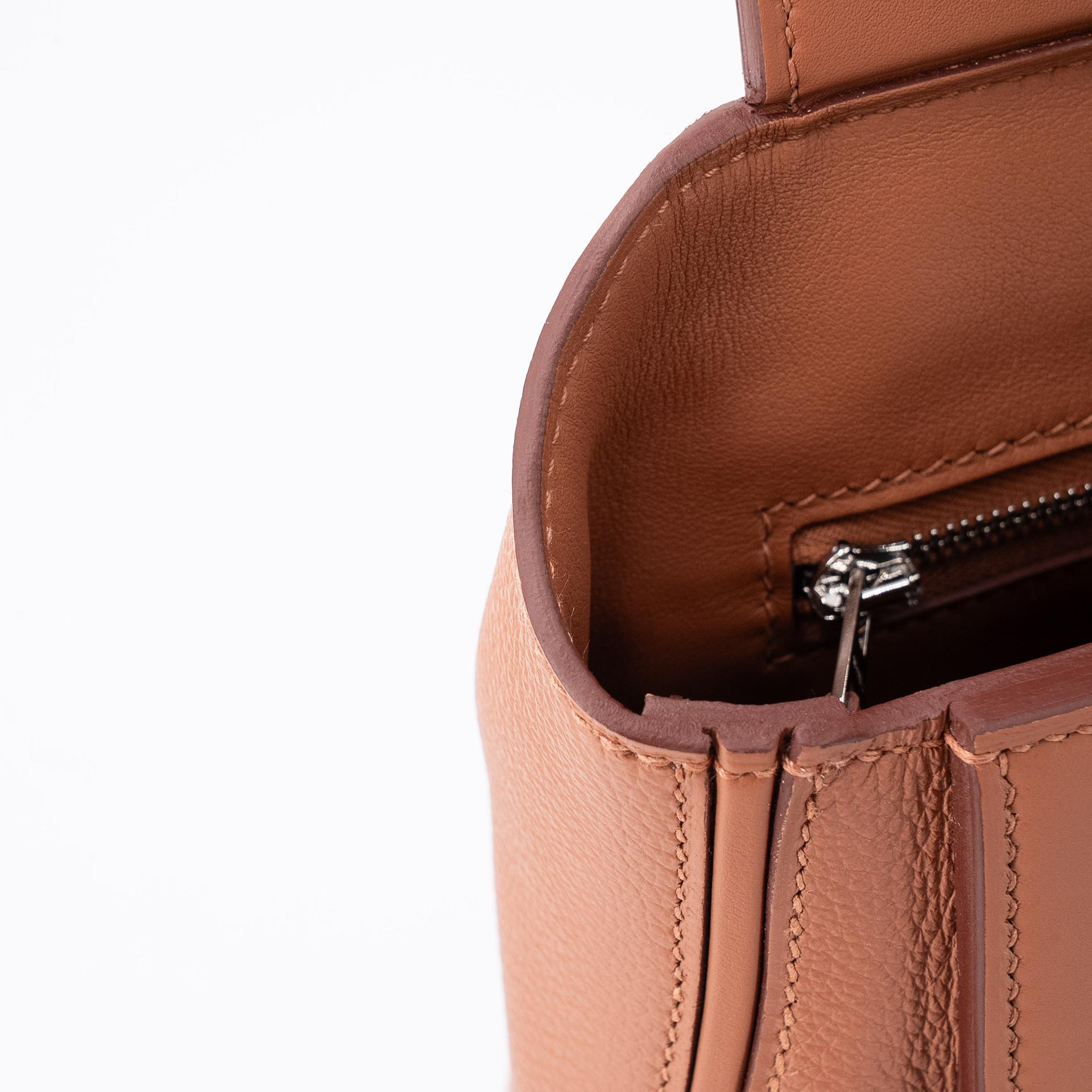 Brand New ( Rank N ) HERMÈS 24/24 - 21 mini Gold (37) Evercolor Swift Palladium hardware K (2025) - 13