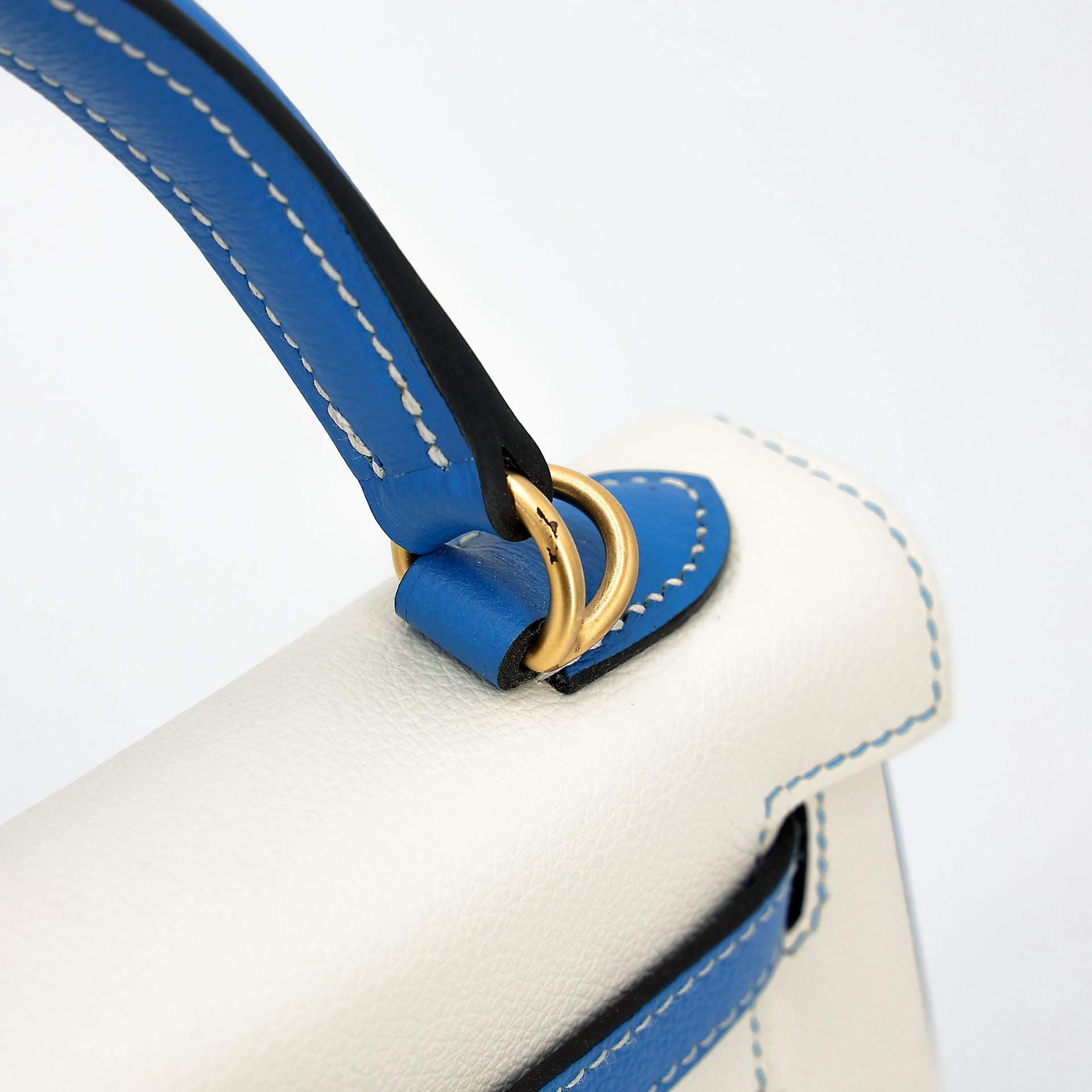 SA超美品 HERMÈS 愛馬仕 馬蹄印定制 Kelly 25 01 純白色 White T7 水妖藍 Bleu Hydra Evercolor皮 拉絲金扣 D刻 2019年 - 11