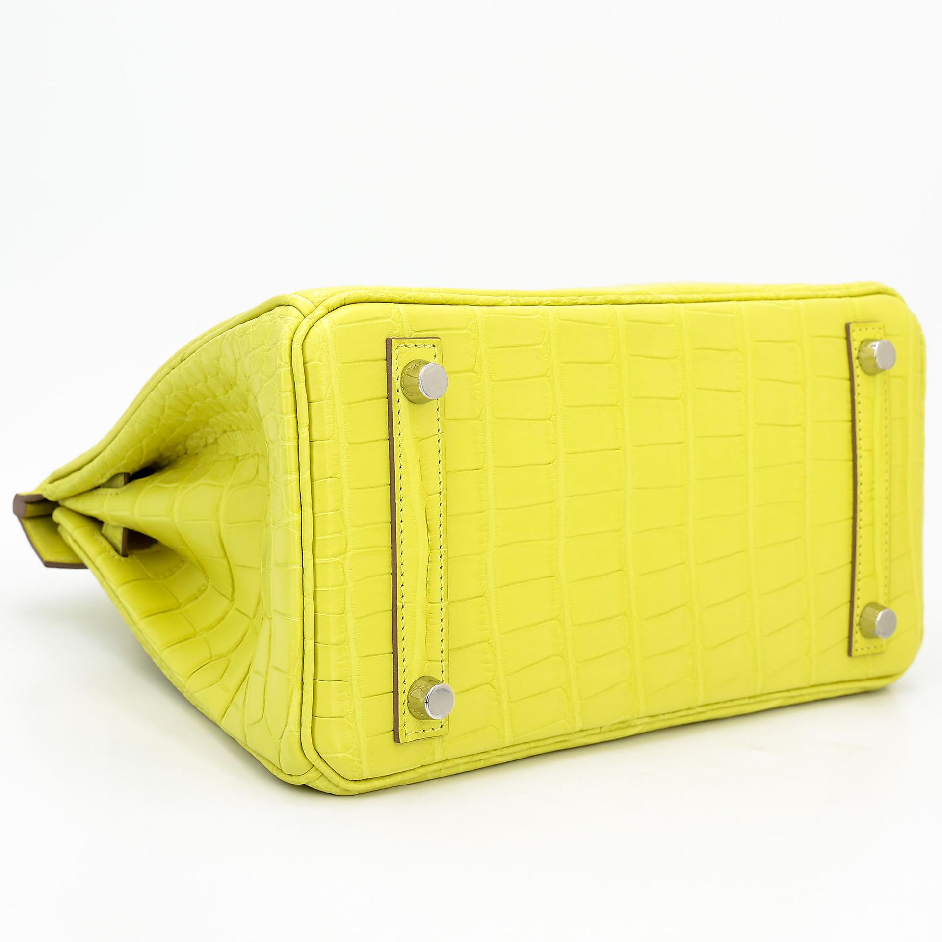 Unused ( Rank NS ) HERMÈS Birkin 25 Lime (9R) Matte Alligator Palladium hardware B (2023) - 8