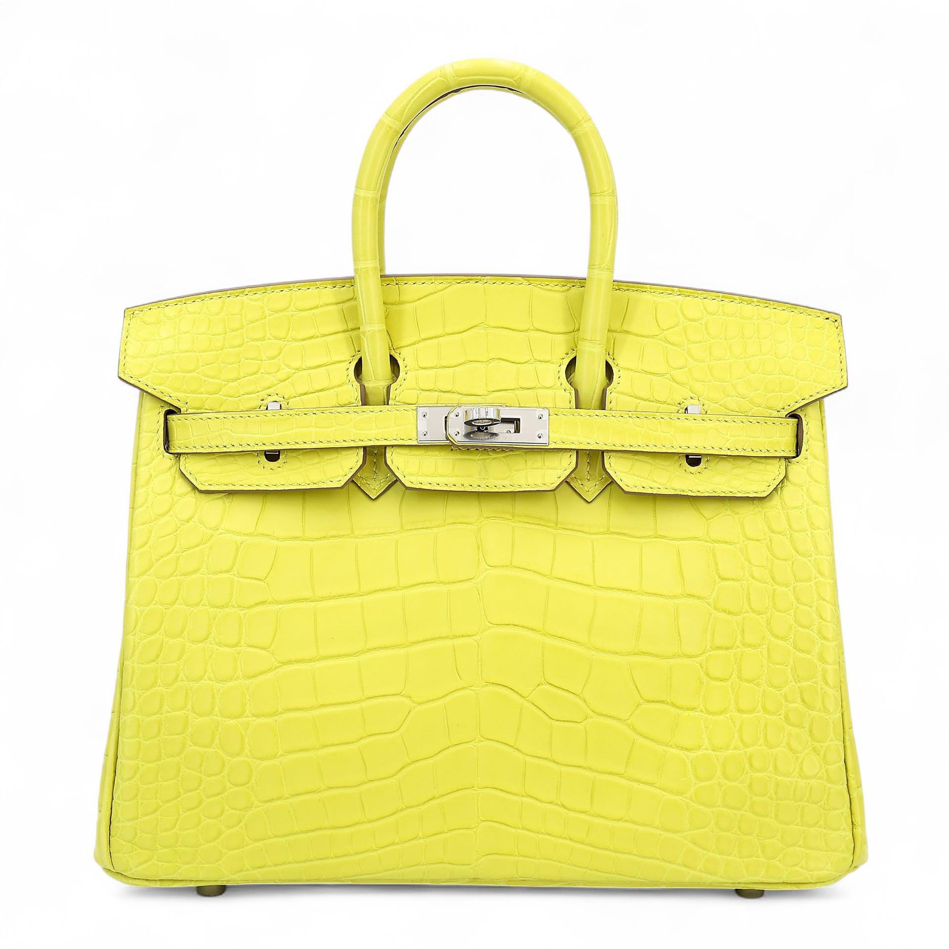 Unused ( Rank NS ) HERMÈS Birkin 25 Lime (9R) Matte Alligator Palladium hardware B (2023) - 1