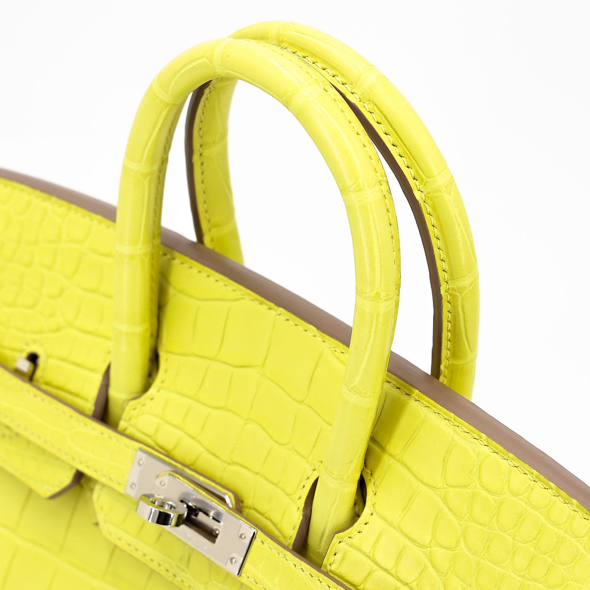 Unused ( Rank NS ) HERMÈS Birkin 25 Lime (9R) Matte Alligator Palladium hardware B (2023) - 4