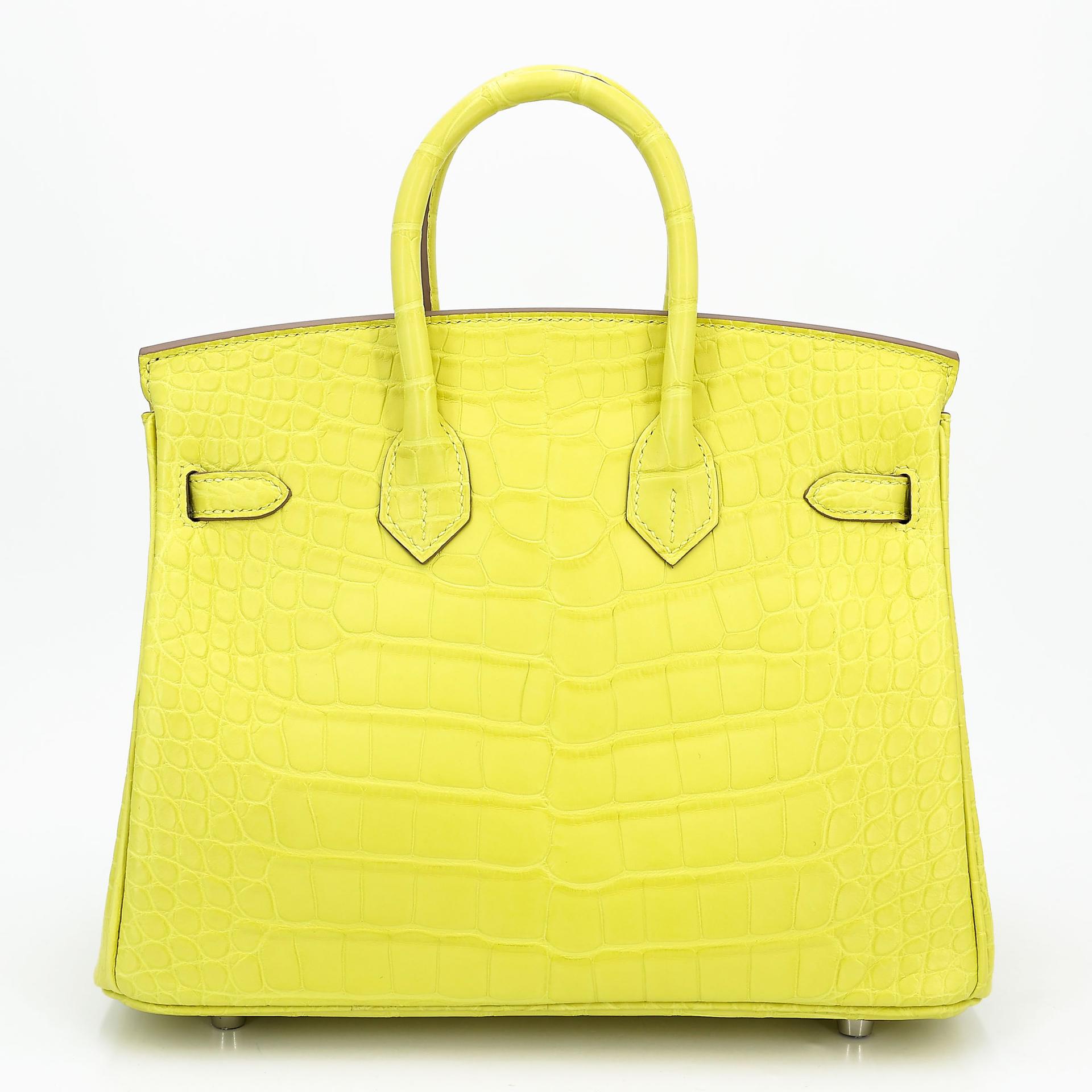Unused ( Rank NS ) HERMÈS Birkin 25 Lime (9R) Matte Alligator Palladium hardware B (2023) - 2