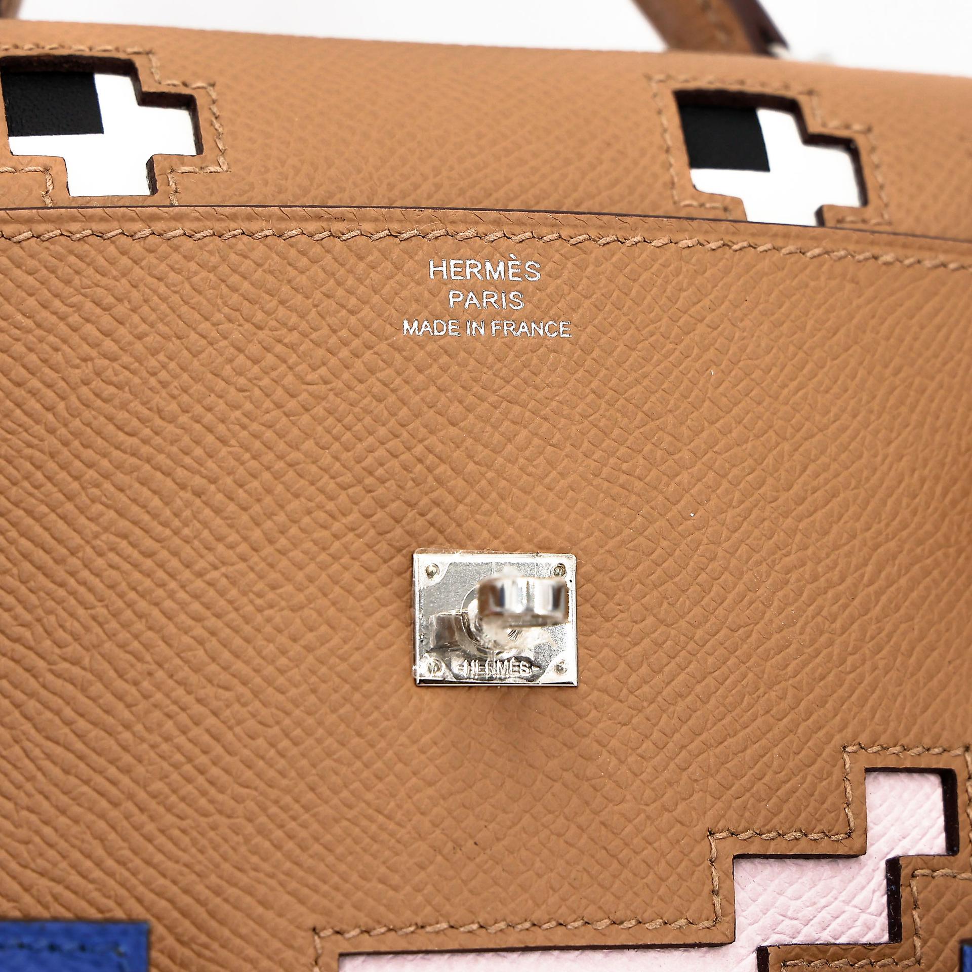 Excellent ( Rank SA ) HERMÈS Limited Edition Kelly Doll Picto Biscuit (4B) Bleu Frida (0F) Mauve Pale (09) Rose Texas (0E) Epsom Palladium hardware W (2024) - 25