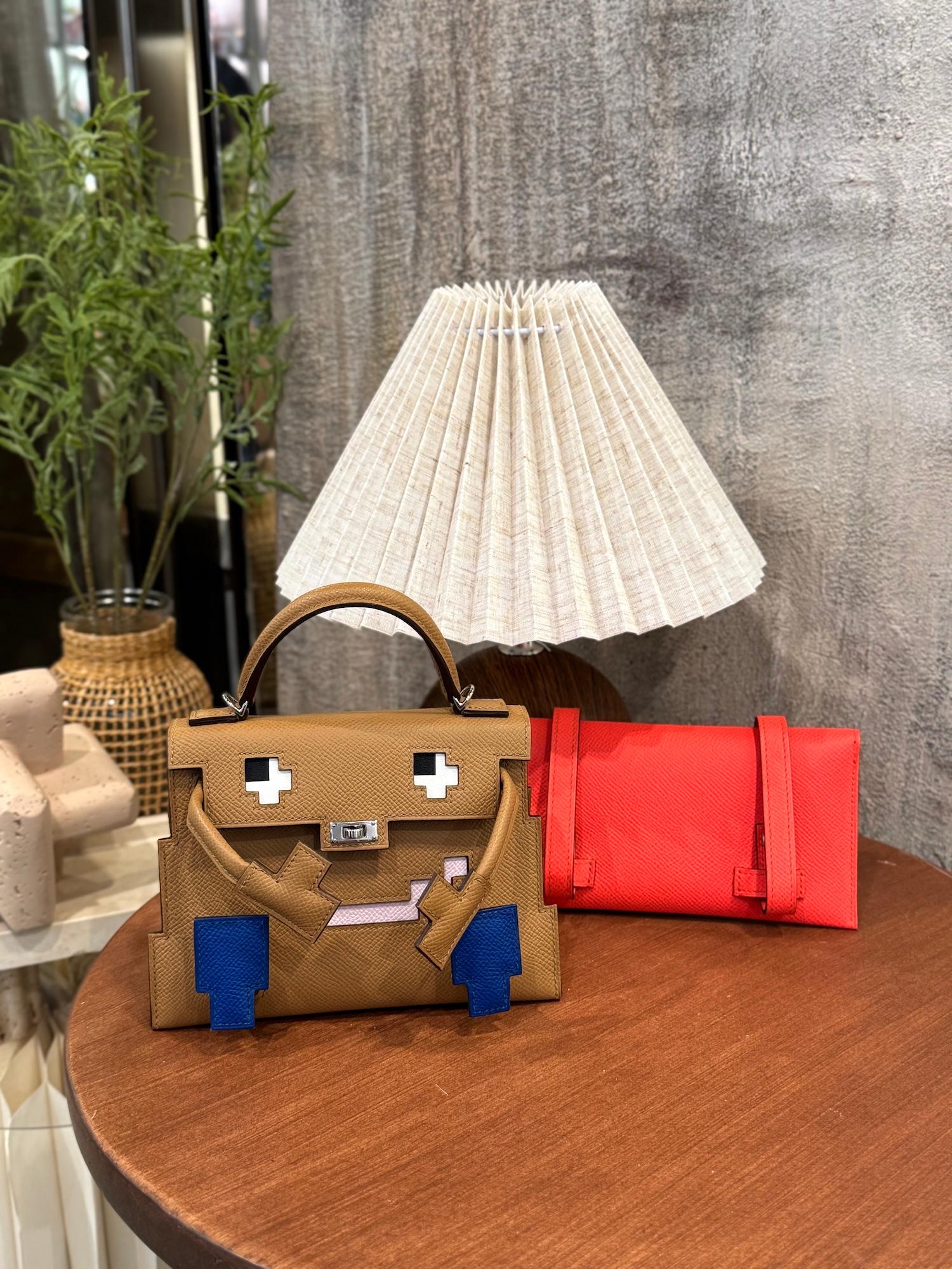 Excellent ( Rank SA ) HERMÈS Limited Edition Kelly Doll Picto Biscuit (4B) Bleu Frida (0F) Mauve Pale (09) Rose Texas (0E) Epsom Palladium hardware W (2024) - 4