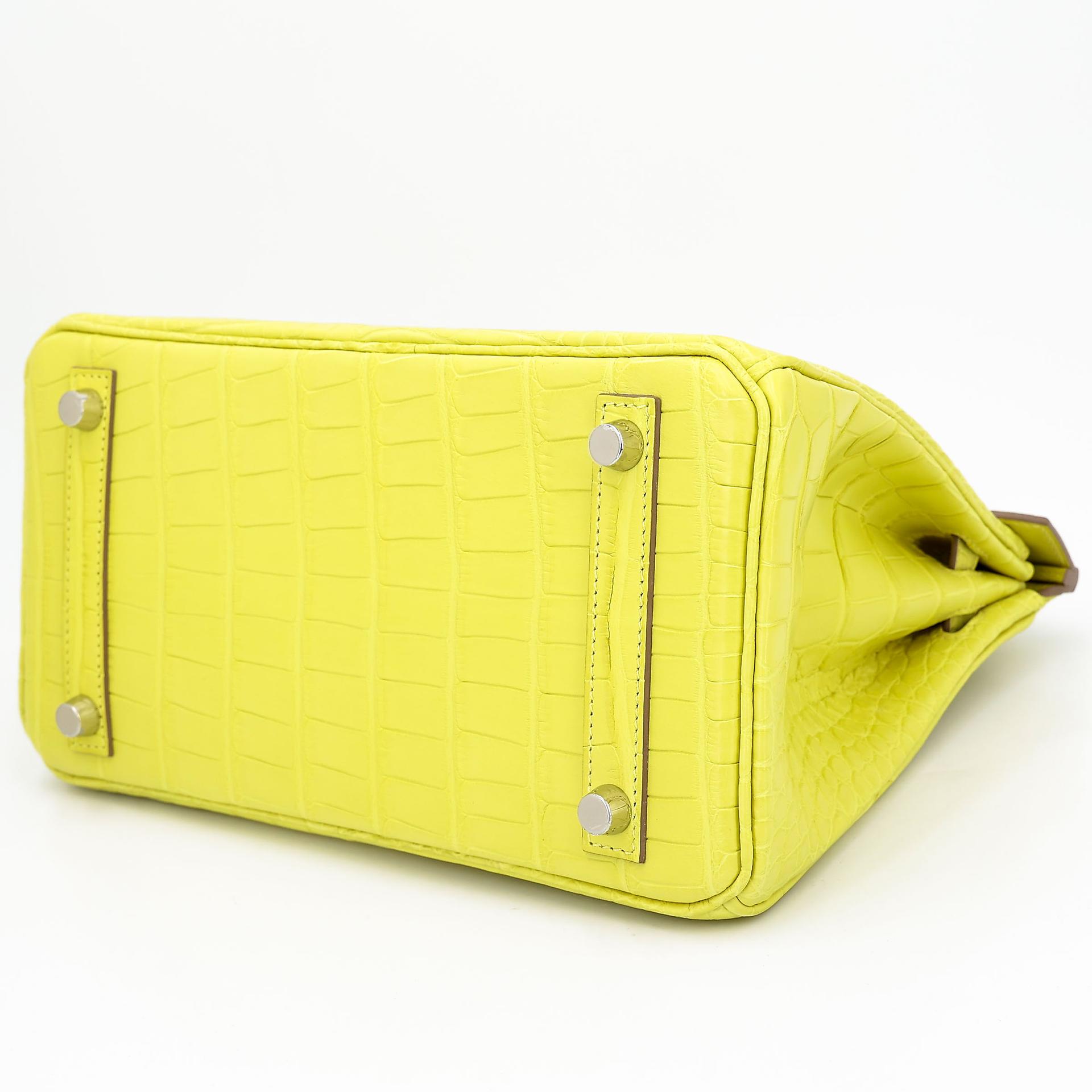 Unused ( Rank NS ) HERMÈS Birkin 25 Lime (9R) Matte Alligator Palladium hardware B (2023) - 5
