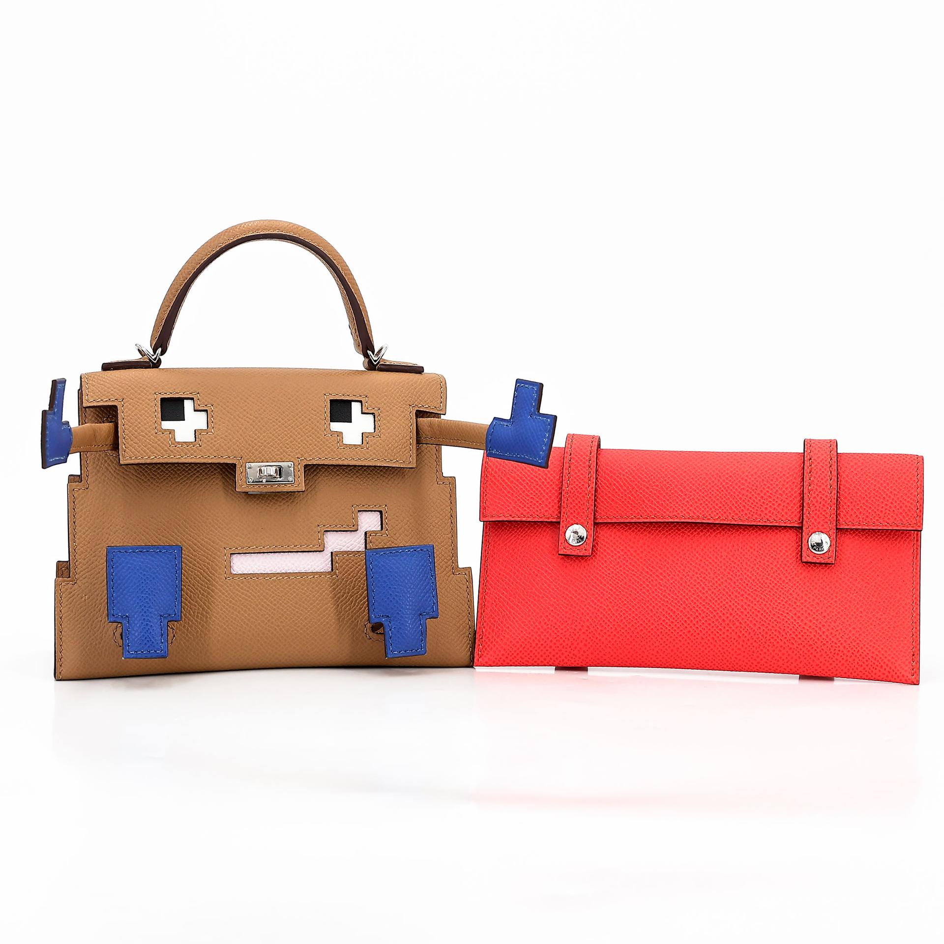 Excellent ( Rank SA ) HERMÈS Limited Edition Kelly Doll Picto Biscuit (4B) Bleu Frida (0F) Mauve Pale (09) Rose Texas (0E) Epsom Palladium hardware W (2024) - 5