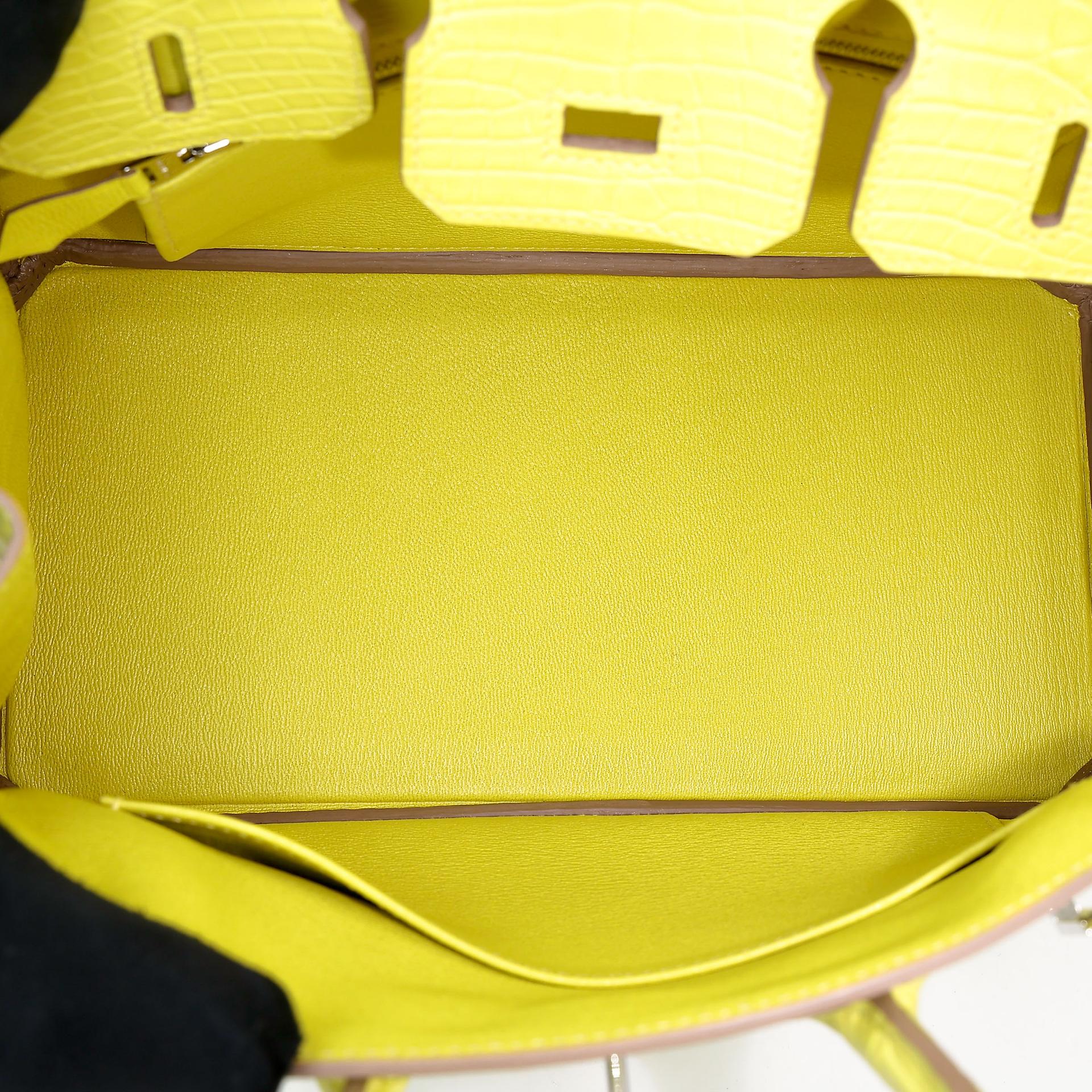 Unused ( Rank NS ) HERMÈS Birkin 25 Lime (9R) Matte Alligator Palladium hardware B (2023) - 15