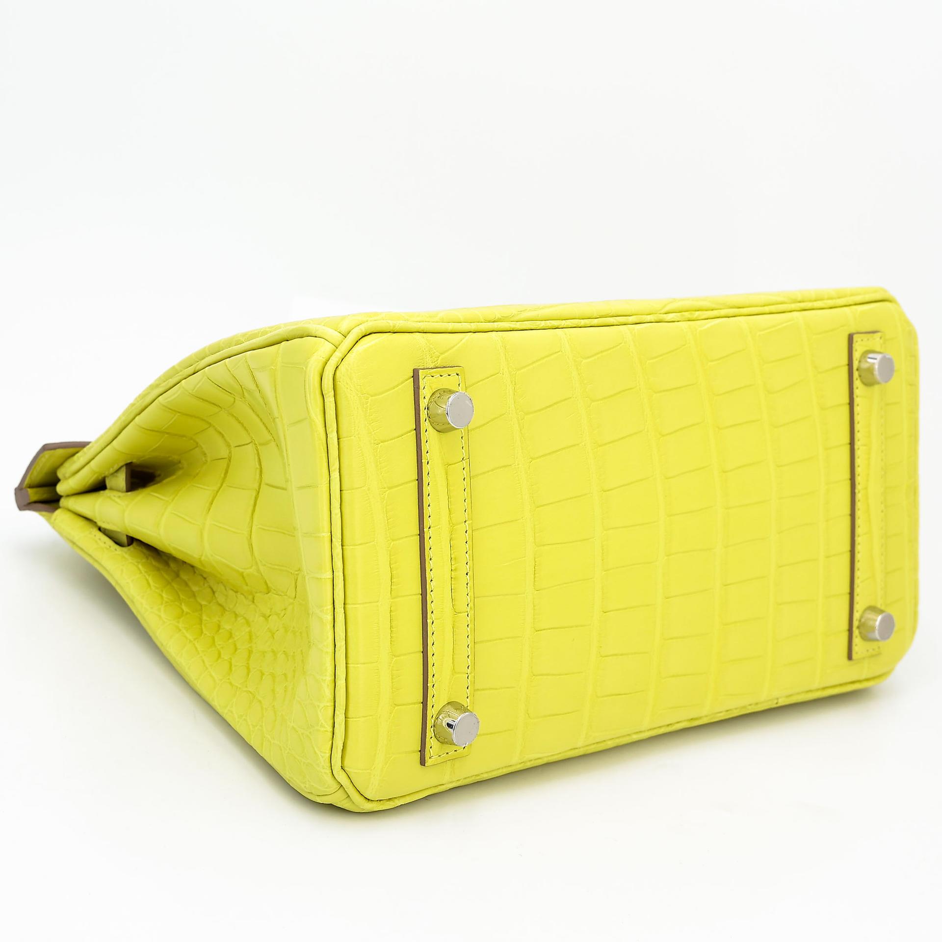 Unused ( Rank NS ) HERMÈS Birkin 25 Lime (9R) Matte Alligator Palladium hardware B (2023) - 6