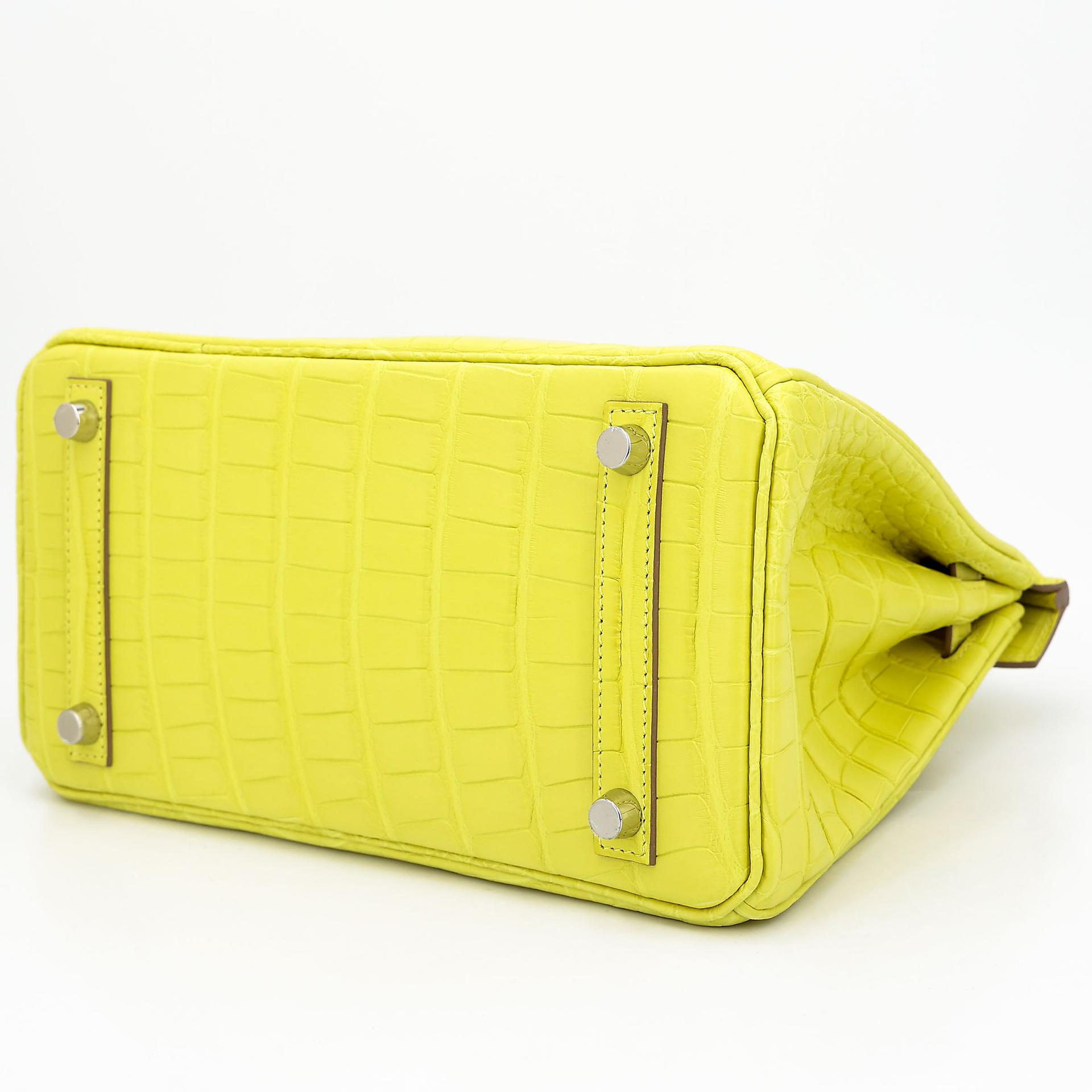 Unused ( Rank NS ) HERMÈS Birkin 25 Lime (9R) Matte Alligator Palladium hardware B (2023) - 7