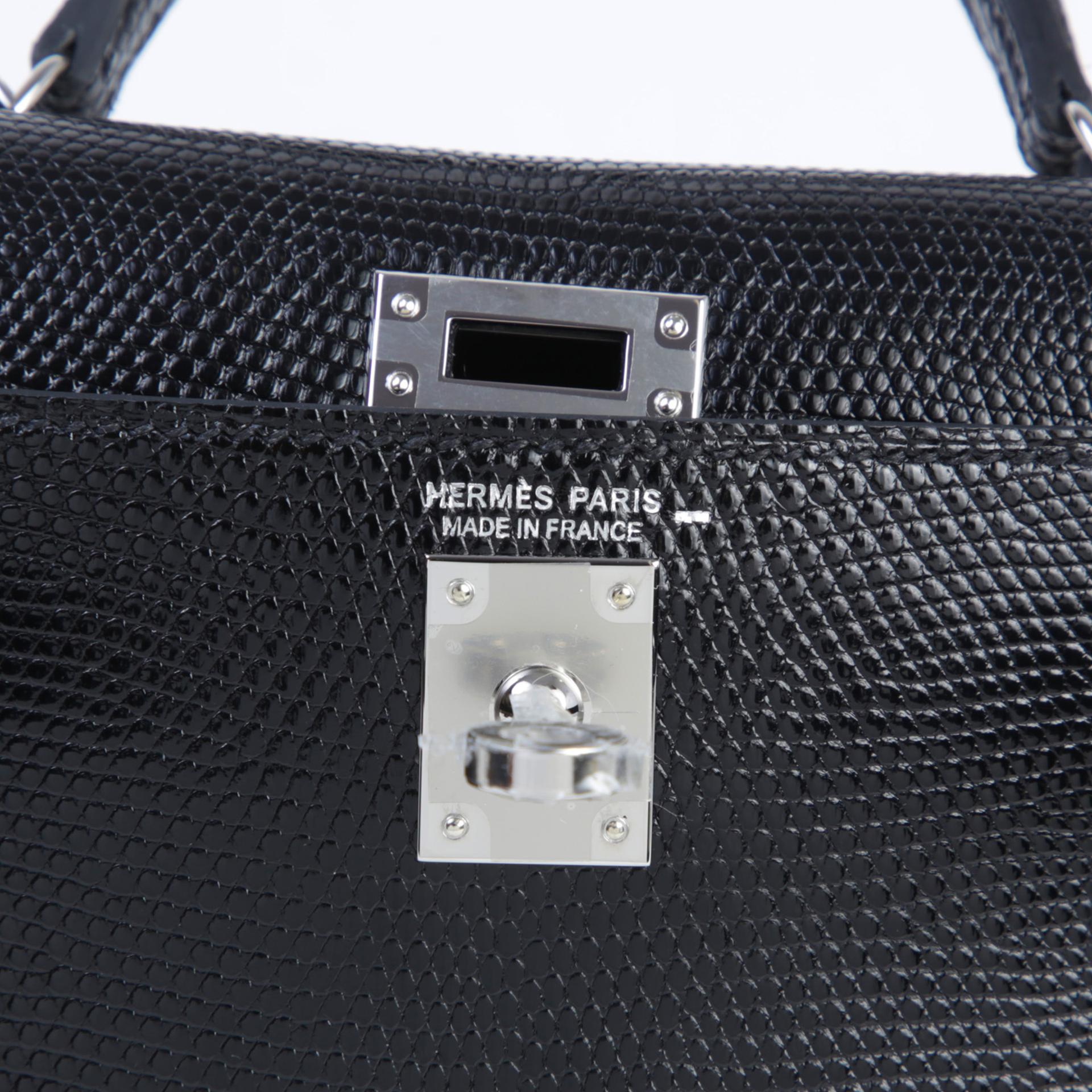 全新 HERMÈS 愛馬仕 Mini Kelly 二代 89 黑色 Noir (Black) 蜥蜴皮 銀扣 K刻 2025年 - 5