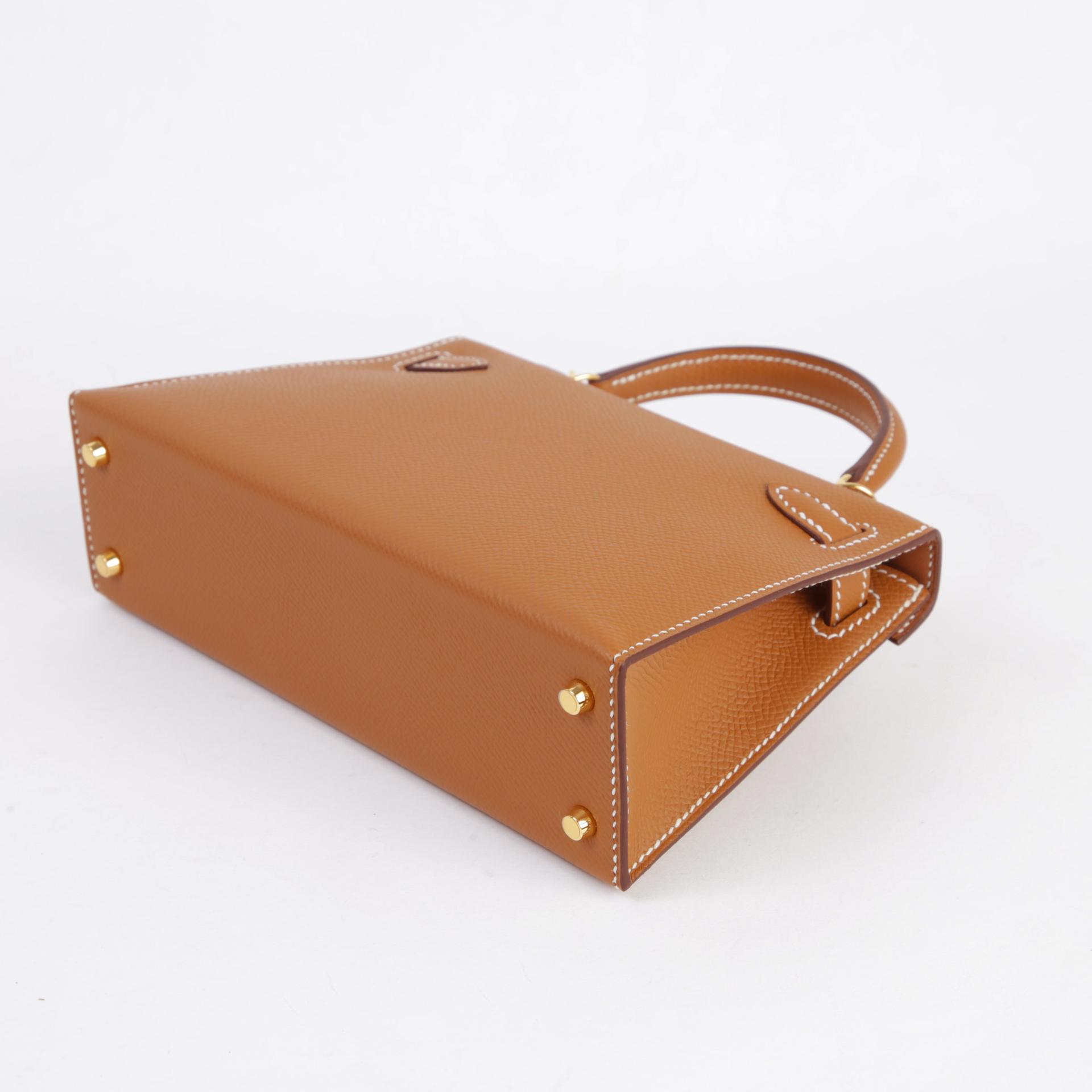 Unused ( Rank NS ) HERMÈS Mini Kelly II Gold (37) Epsom Gold hardware B (2023) - 7