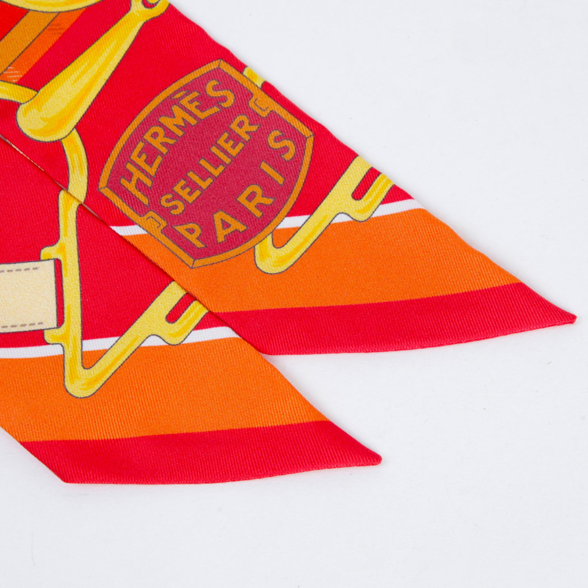 ランク NS 未使用品 HERMÈS エルメス ツイリー タッタソール オレンジ (93) シルク - 3
