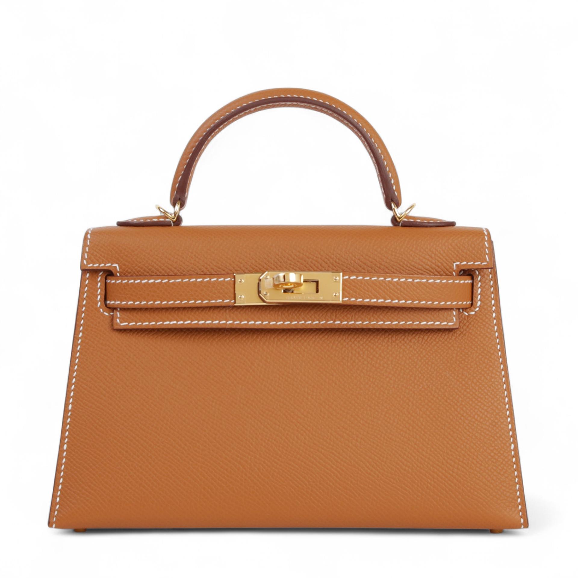 Unused ( Rank NS ) HERMÈS Mini Kelly II Gold (37) Epsom Gold hardware B (2023) - 1