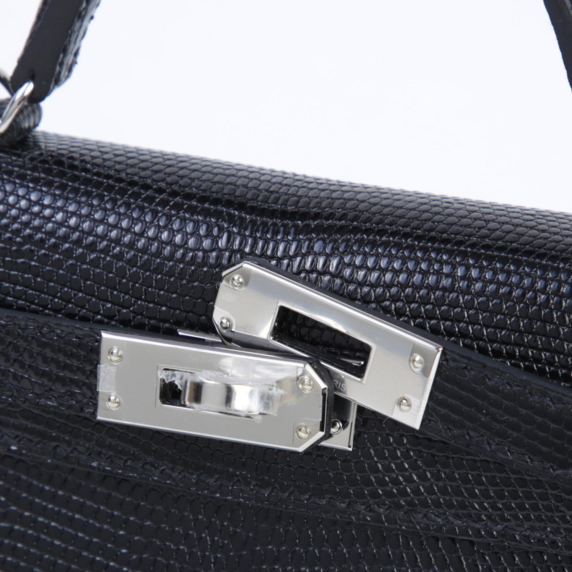 全新 HERMÈS 愛馬仕 Mini Kelly 二代 89 黑色 Noir (Black) 蜥蜴皮 銀扣 K刻 2025年 - 4