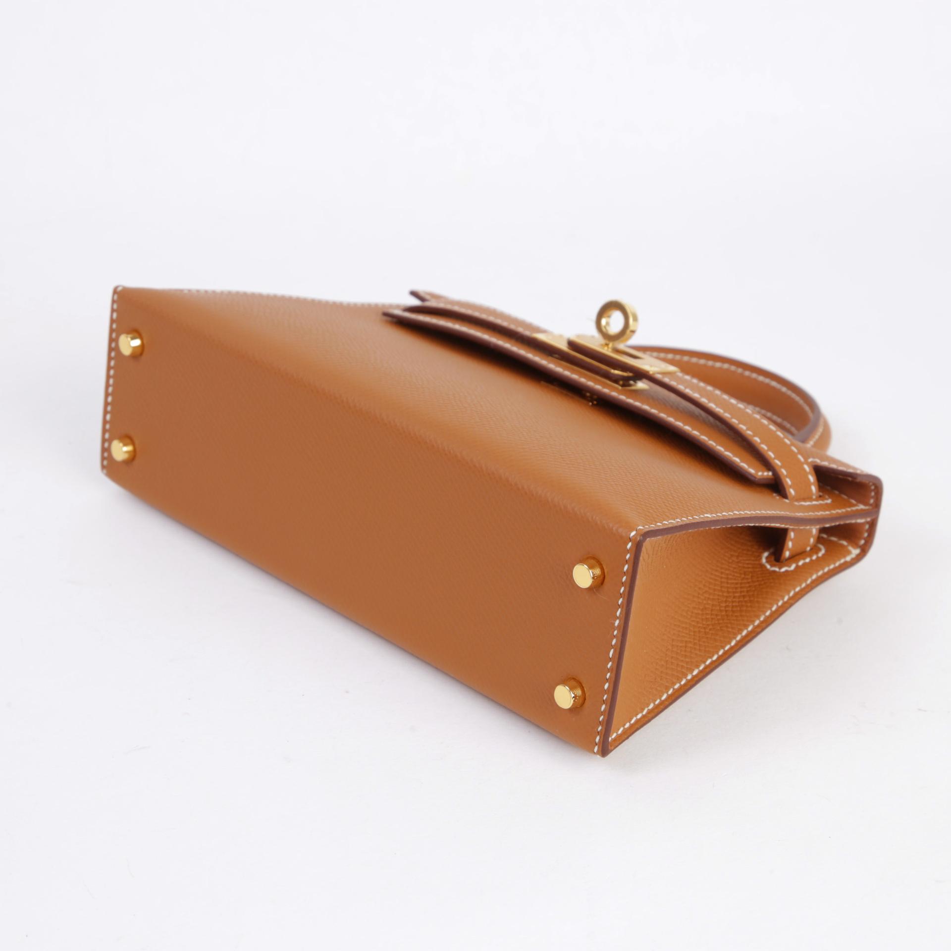 Unused ( Rank NS ) HERMÈS Mini Kelly II Gold (37) Epsom Gold hardware B (2023) - 5