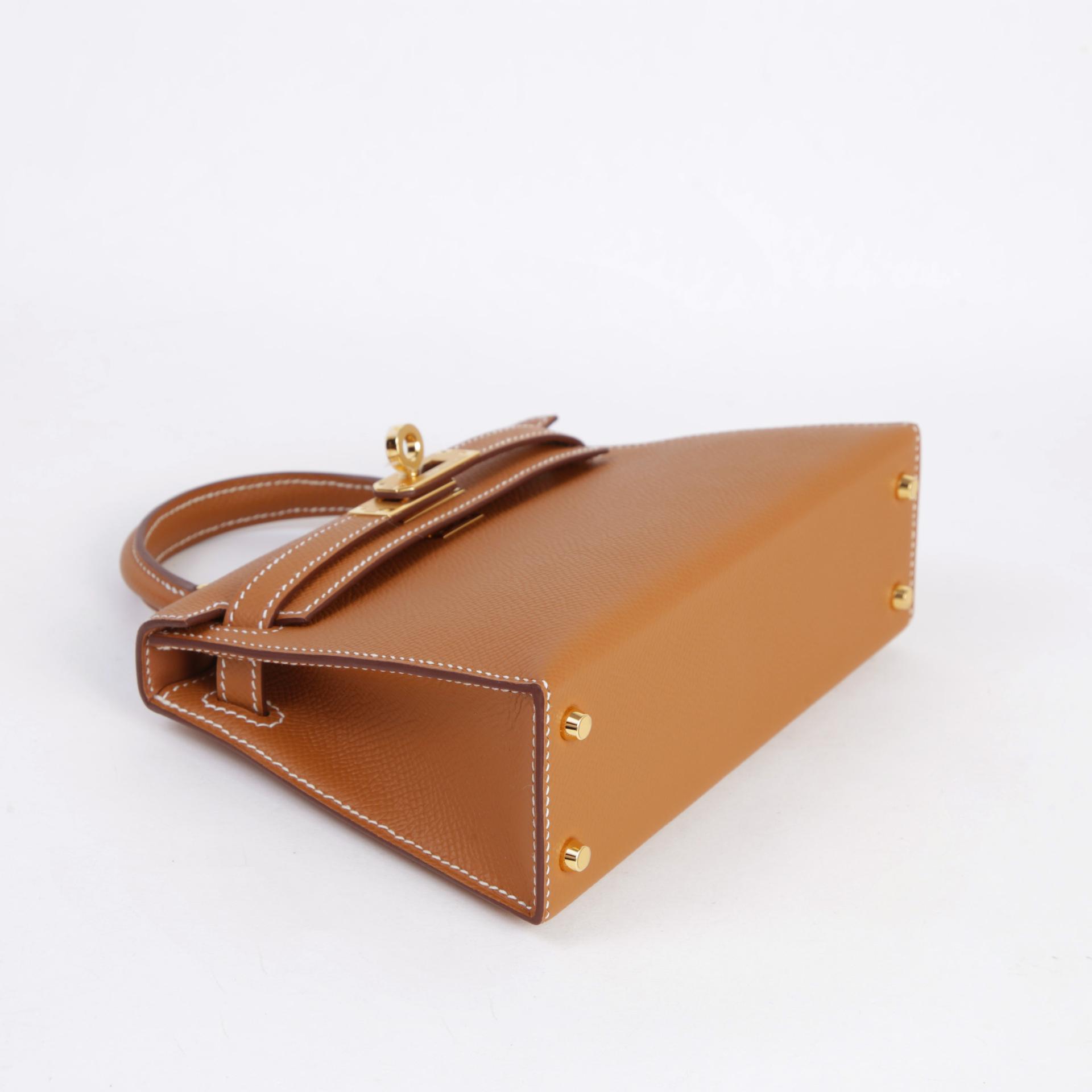 Unused ( Rank NS ) HERMÈS Mini Kelly II Gold (37) Epsom Gold hardware B (2023) - 4