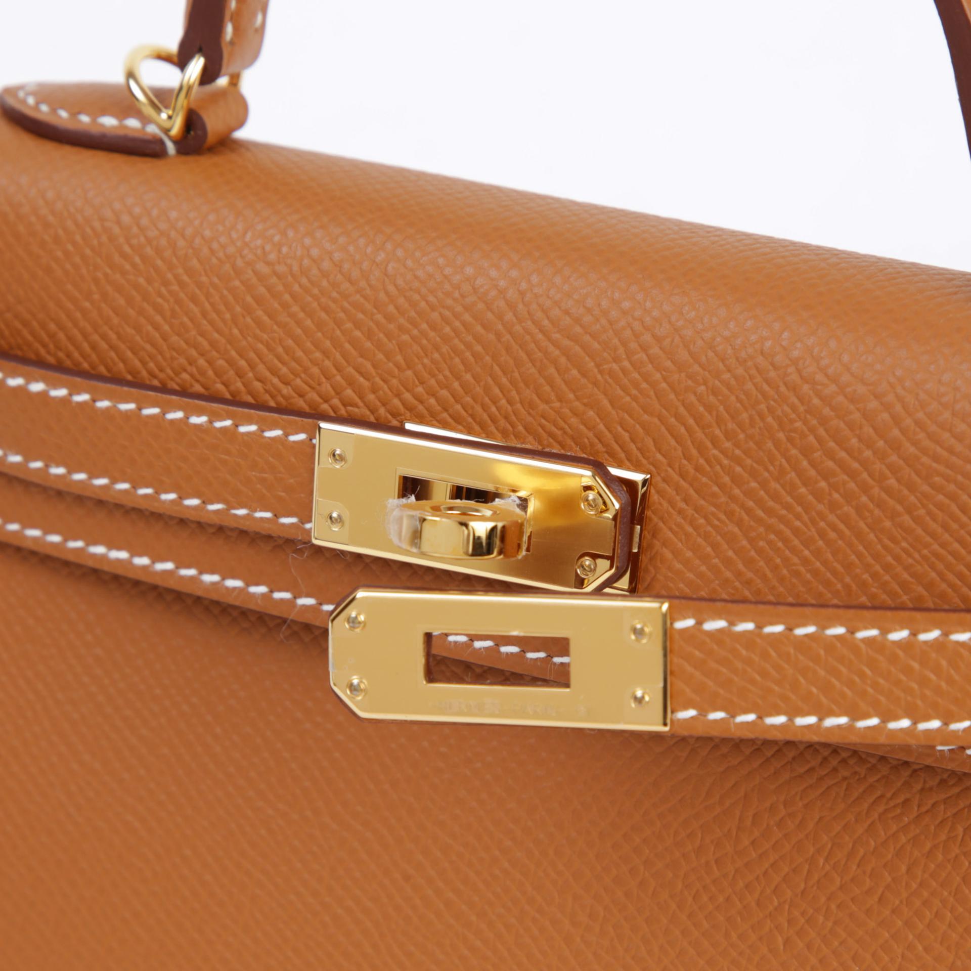Unused ( Rank NS ) HERMÈS Mini Kelly II Gold (37) Epsom Gold hardware B (2023) - 8