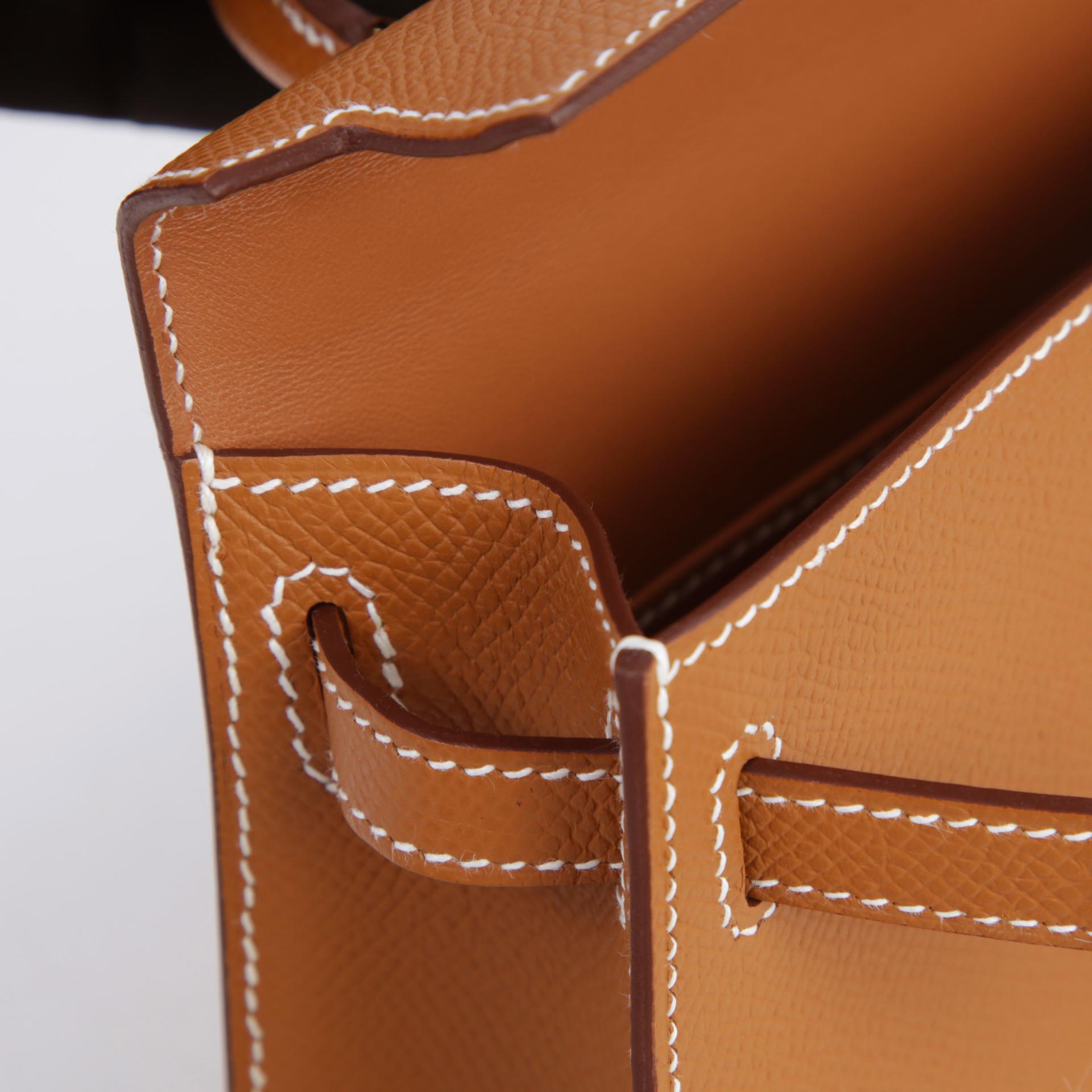 Unused ( Rank NS ) HERMÈS Mini Kelly II Gold (37) Epsom Gold hardware B (2023) - 12