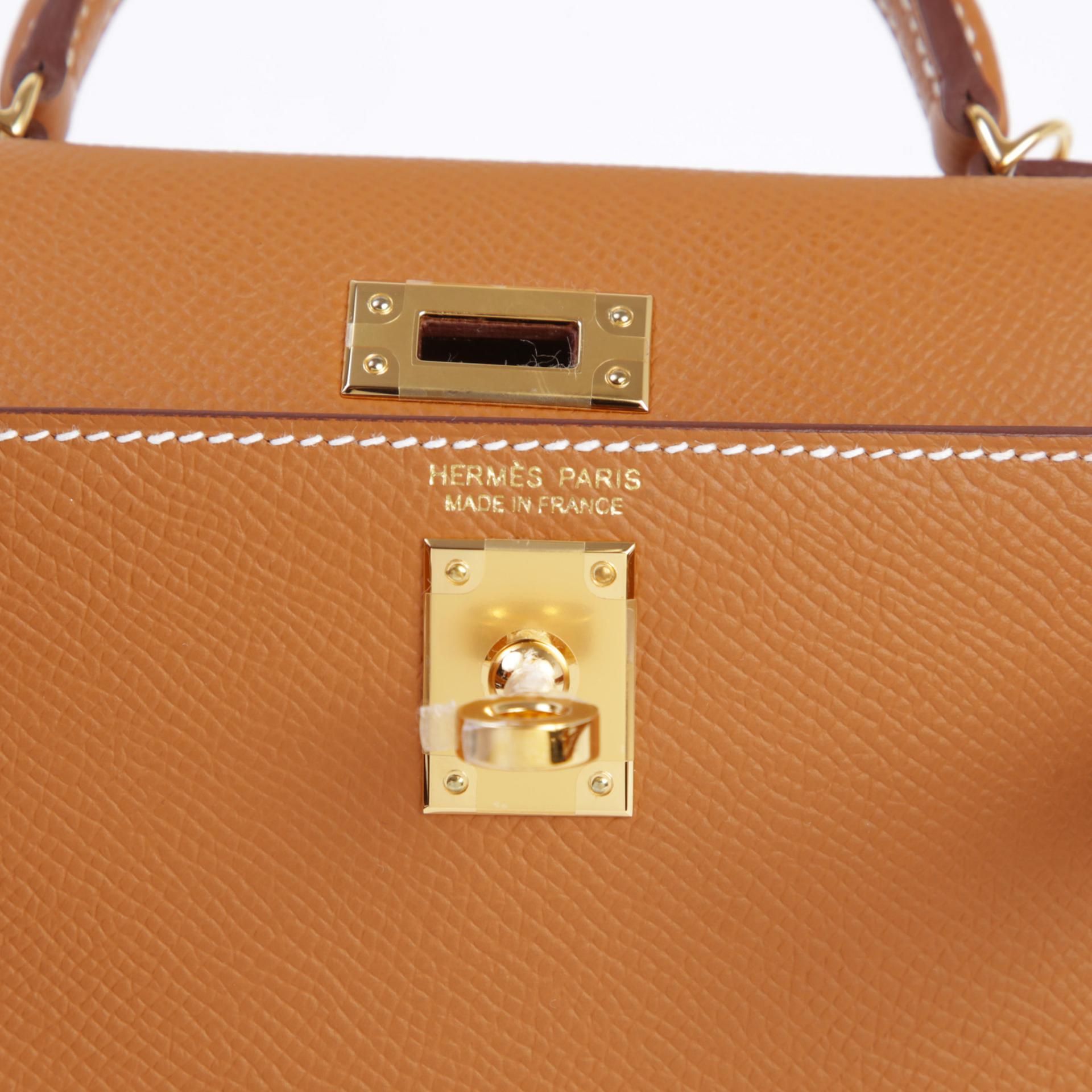 Unused ( Rank NS ) HERMÈS Mini Kelly II Gold (37) Epsom Gold hardware B (2023) - 9