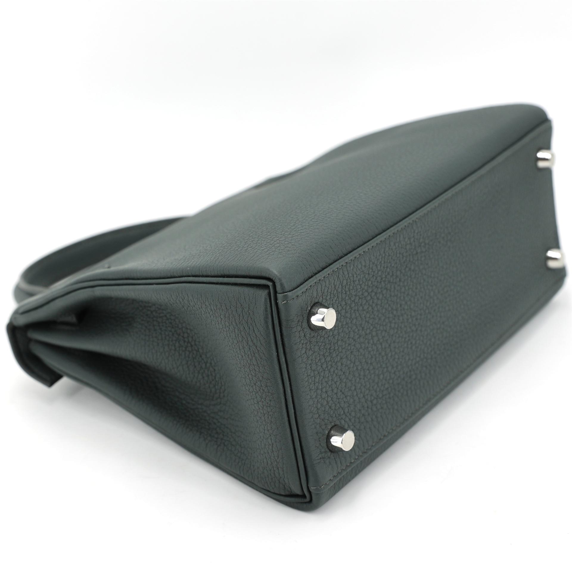 Brand New ( Rank N ) HERMÈS Kelly 25 Vert Mangrove (Q0) Togo Palladium hardware K (2025) - 7