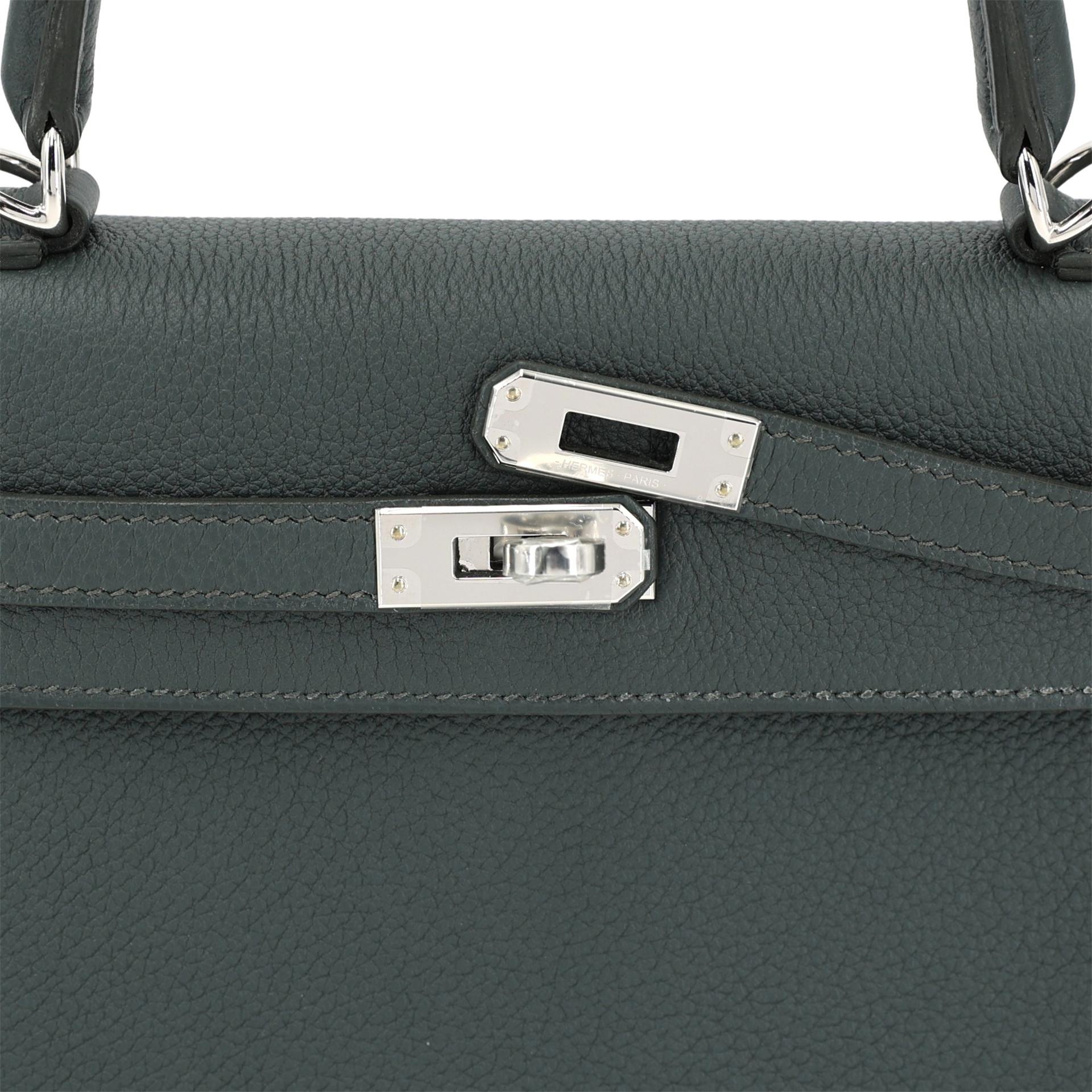 Brand New ( Rank N ) HERMÈS Kelly 25 Vert Mangrove (Q0) Togo Palladium hardware K (2025) - 9