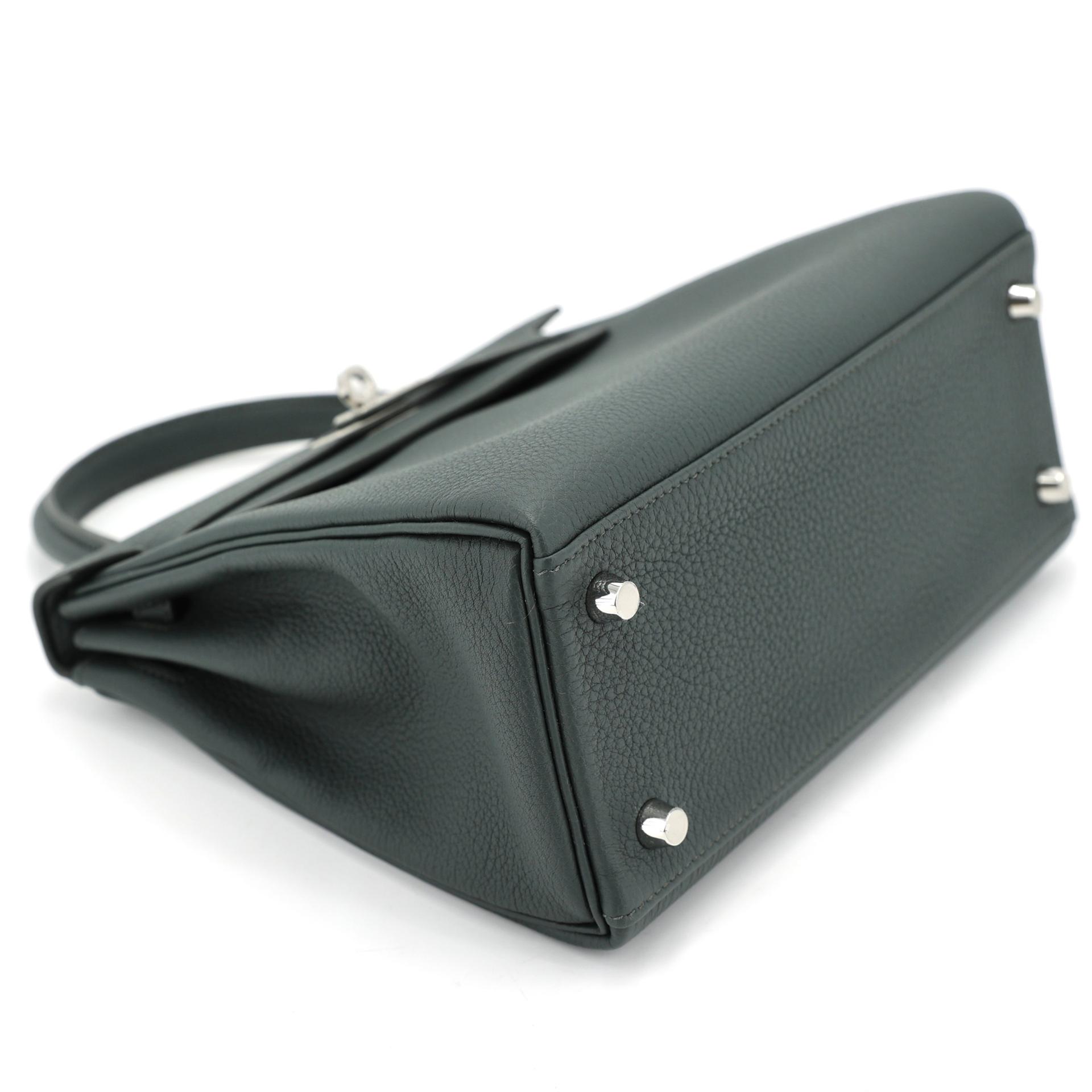 Brand New ( Rank N ) HERMÈS Kelly 25 Vert Mangrove (Q0) Togo Palladium hardware K (2025) - 5
