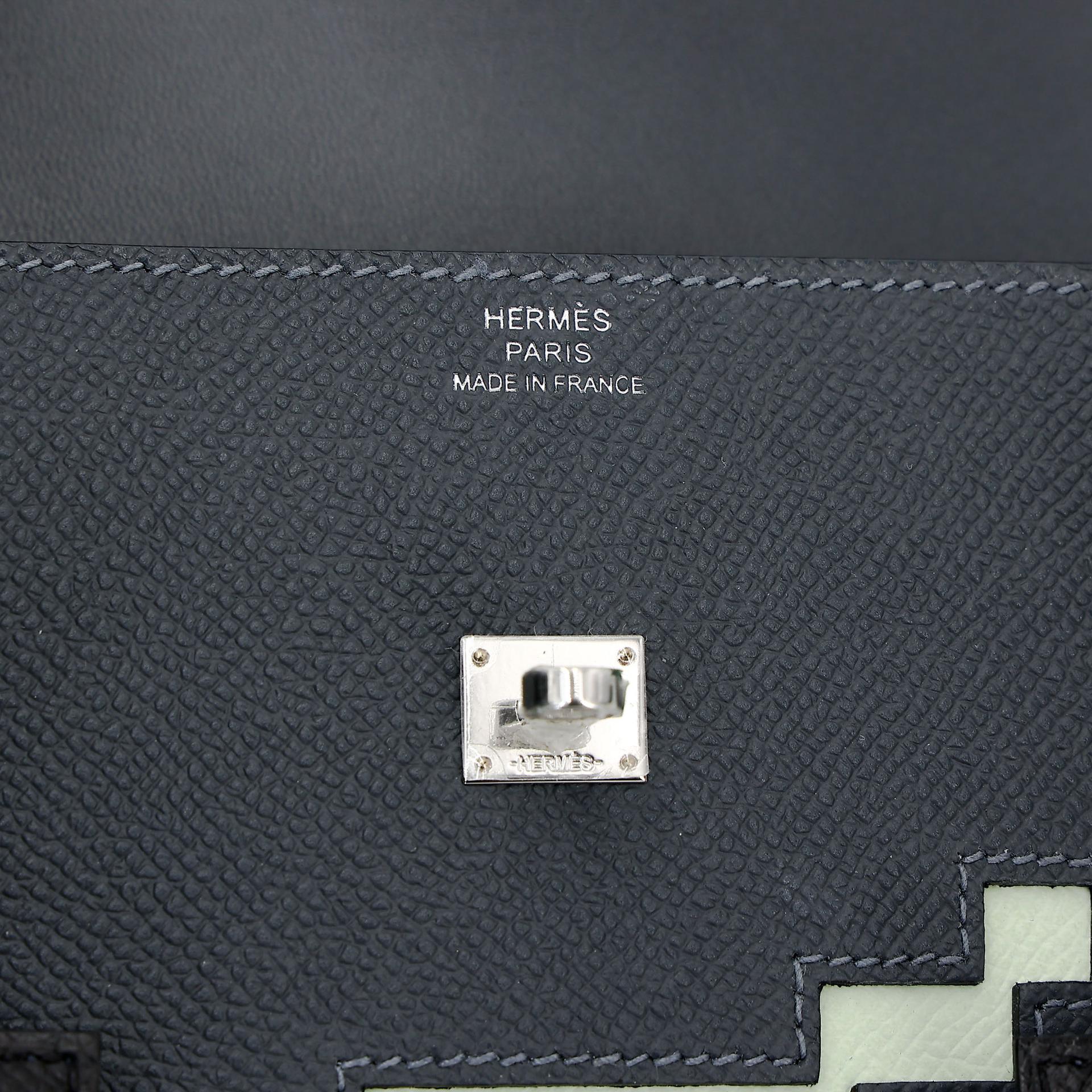 Brand New ( Rank N ) HERMÈS Limited Edition Kelly Doll Picto Gris misty (H0) Noir (89) Vert Fizz (0S) Alezan (3G) Epsom Palladium hardware W (2024) - 15