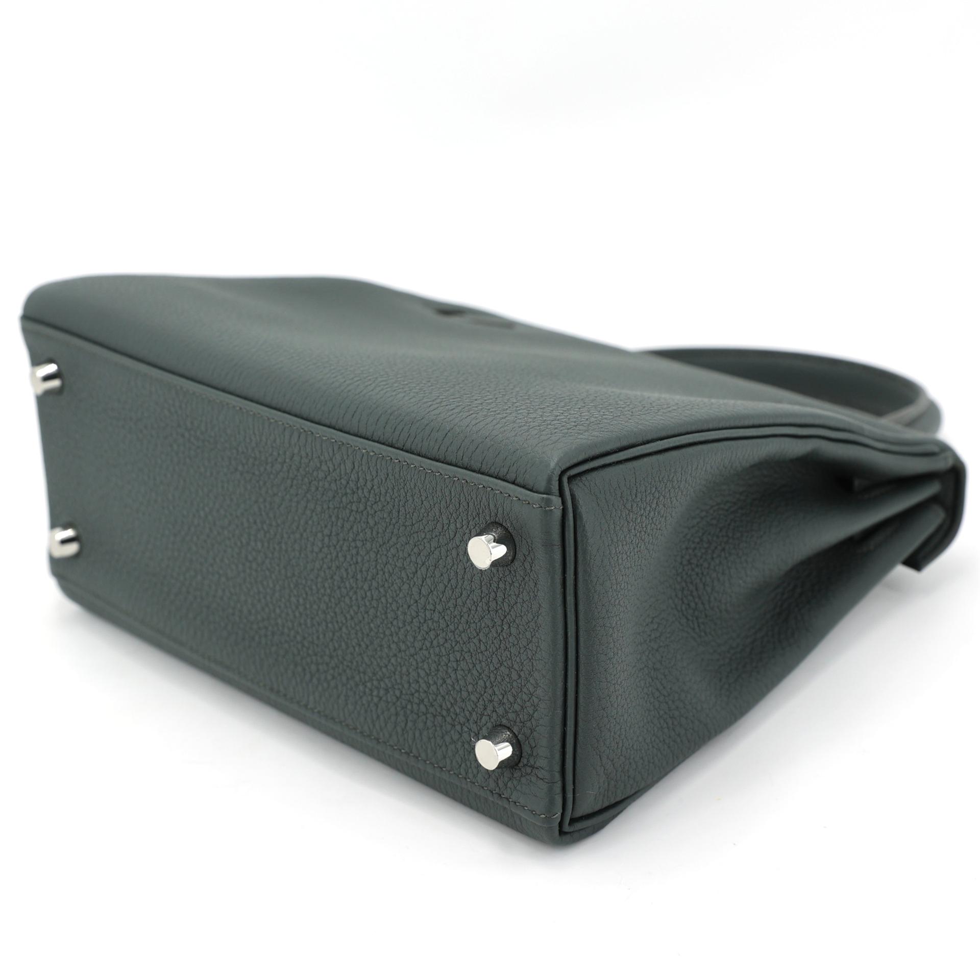 Brand New ( Rank N ) HERMÈS Kelly 25 Vert Mangrove (Q0) Togo Palladium hardware K (2025) - 8