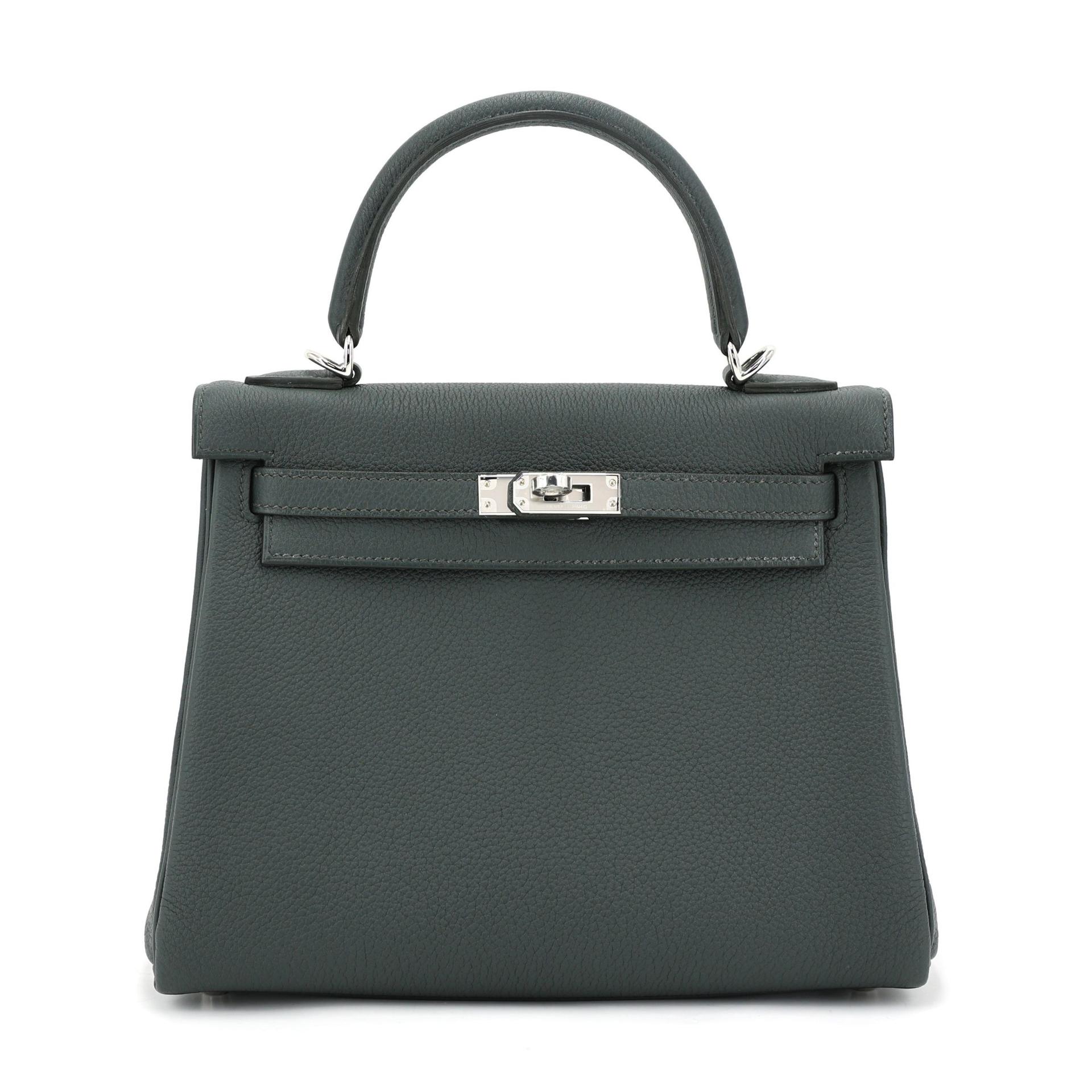Brand New ( Rank N ) HERMÈS Kelly 25 Vert Mangrove (Q0) Togo Palladium hardware K (2025) - 1