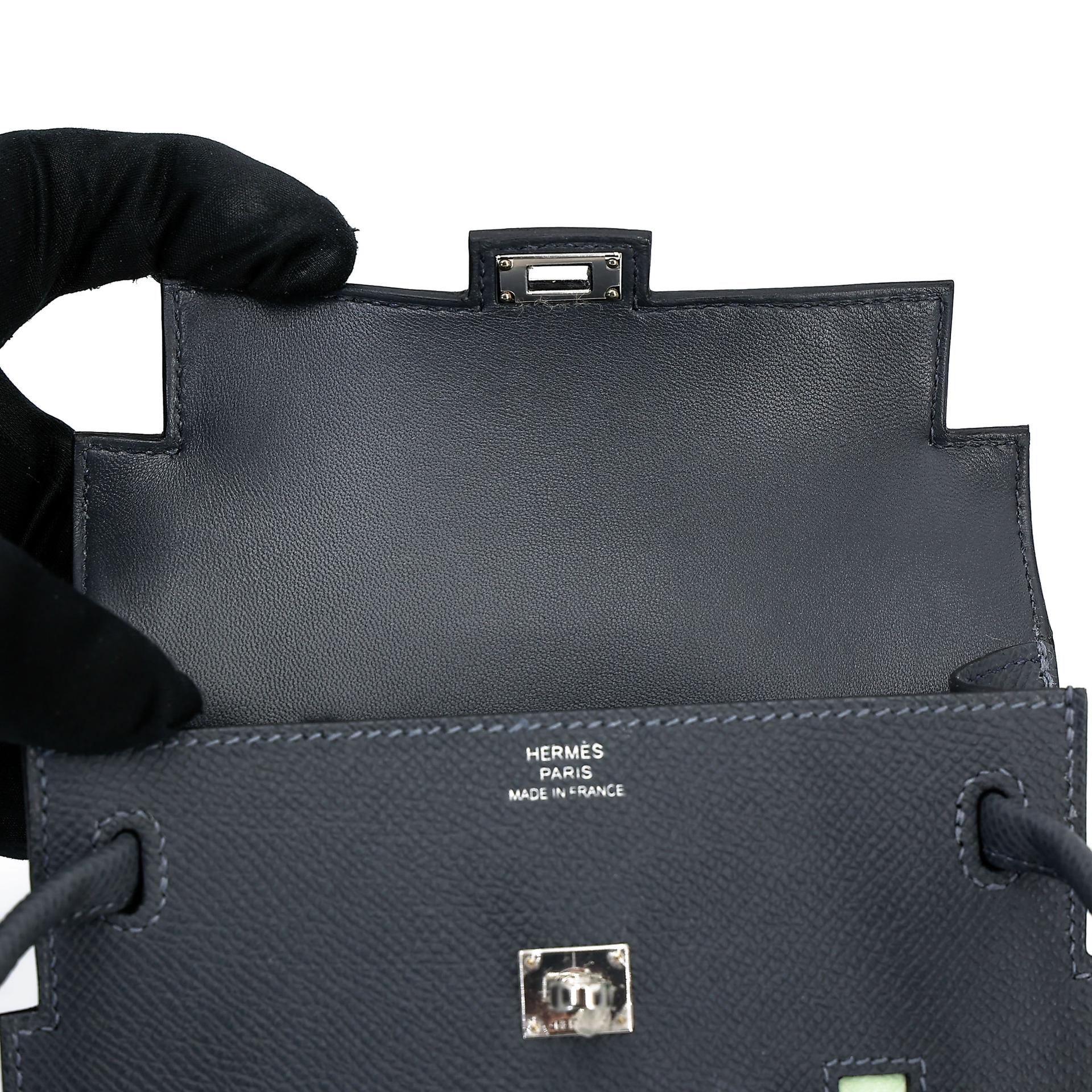 Brand New ( Rank N ) HERMÈS Limited Edition Kelly Doll Picto Gris misty (H0) Noir (89) Vert Fizz (0S) Alezan (3G) Epsom Palladium hardware W (2024) - 14