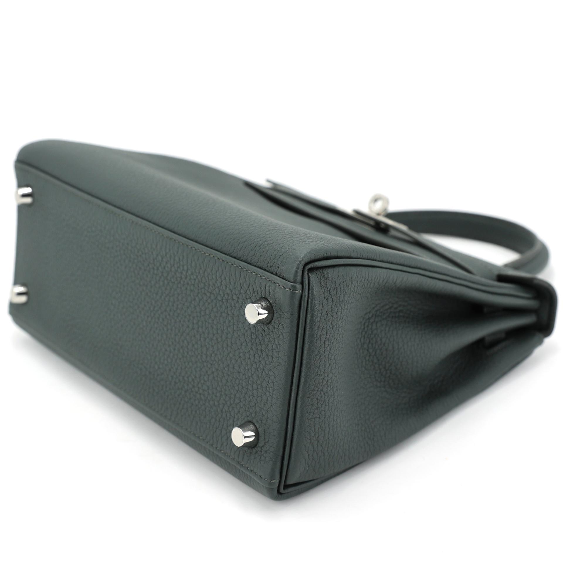 Brand New ( Rank N ) HERMÈS Kelly 25 Vert Mangrove (Q0) Togo Palladium hardware K (2025) - 6