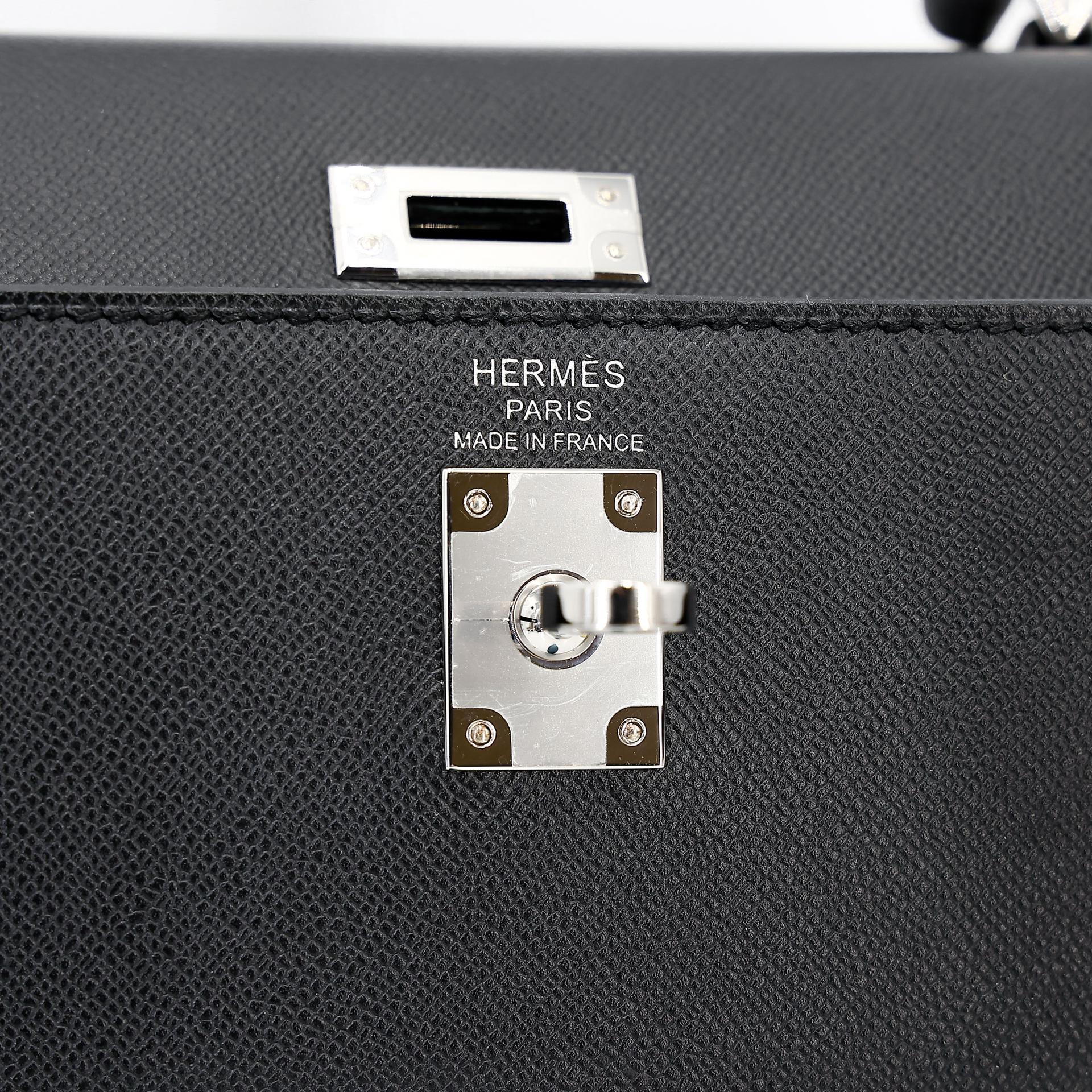 ランク SA HERMÈS エルメス ケリー25 セリエ ヴェルソ ブラック (89) ブルーフランス (71) マダム シルバー金具 W刻印 (2024) - 14