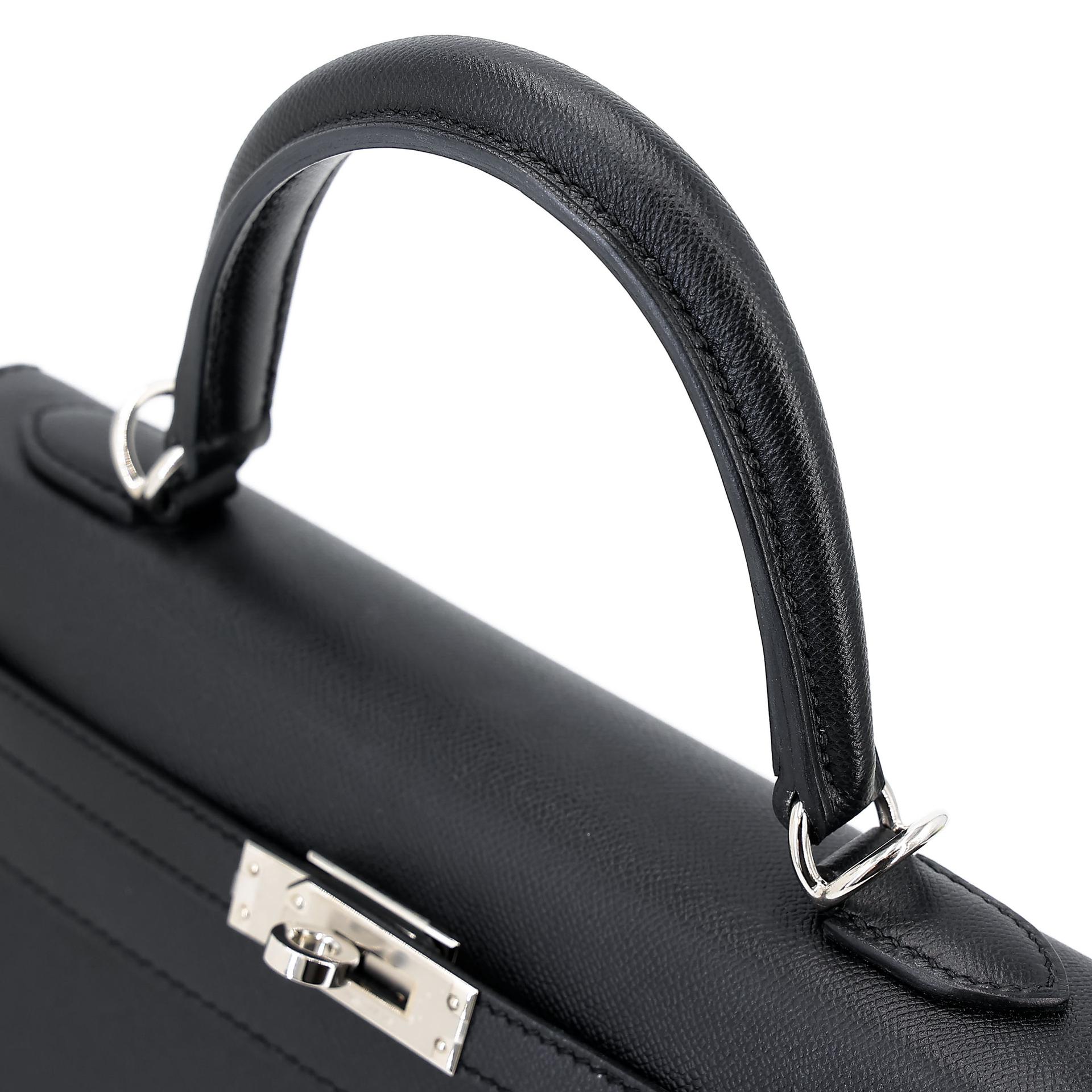 ランク SA HERMÈS エルメス ケリー25 セリエ ヴェルソ ブラック (89) ブルーフランス (71) マダム シルバー金具 W刻印 (2024) - 4