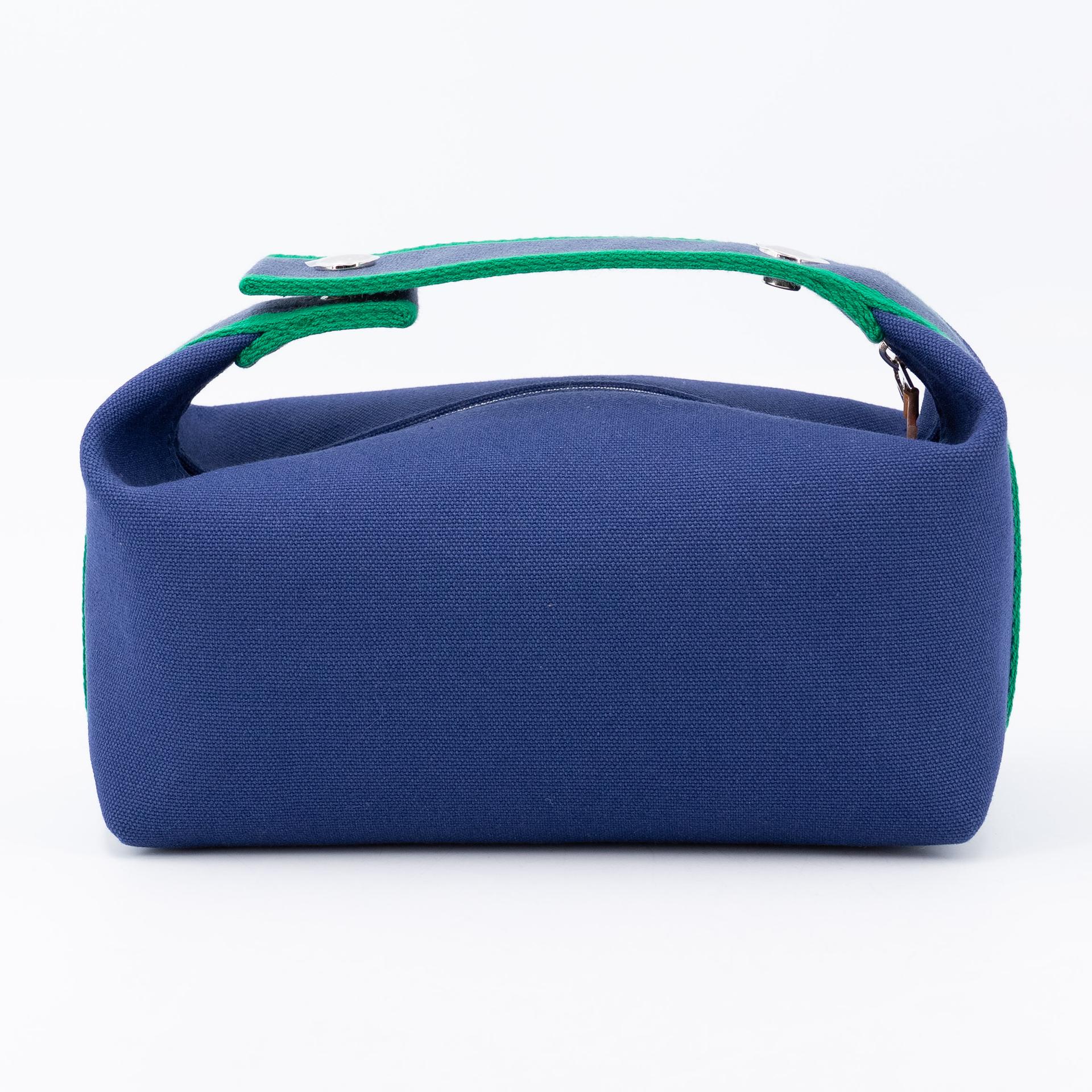 Brand New ( Rank N ) HERMÈS Bride-a-Brac Case PM Blue Cotton Palladium hardware - 2