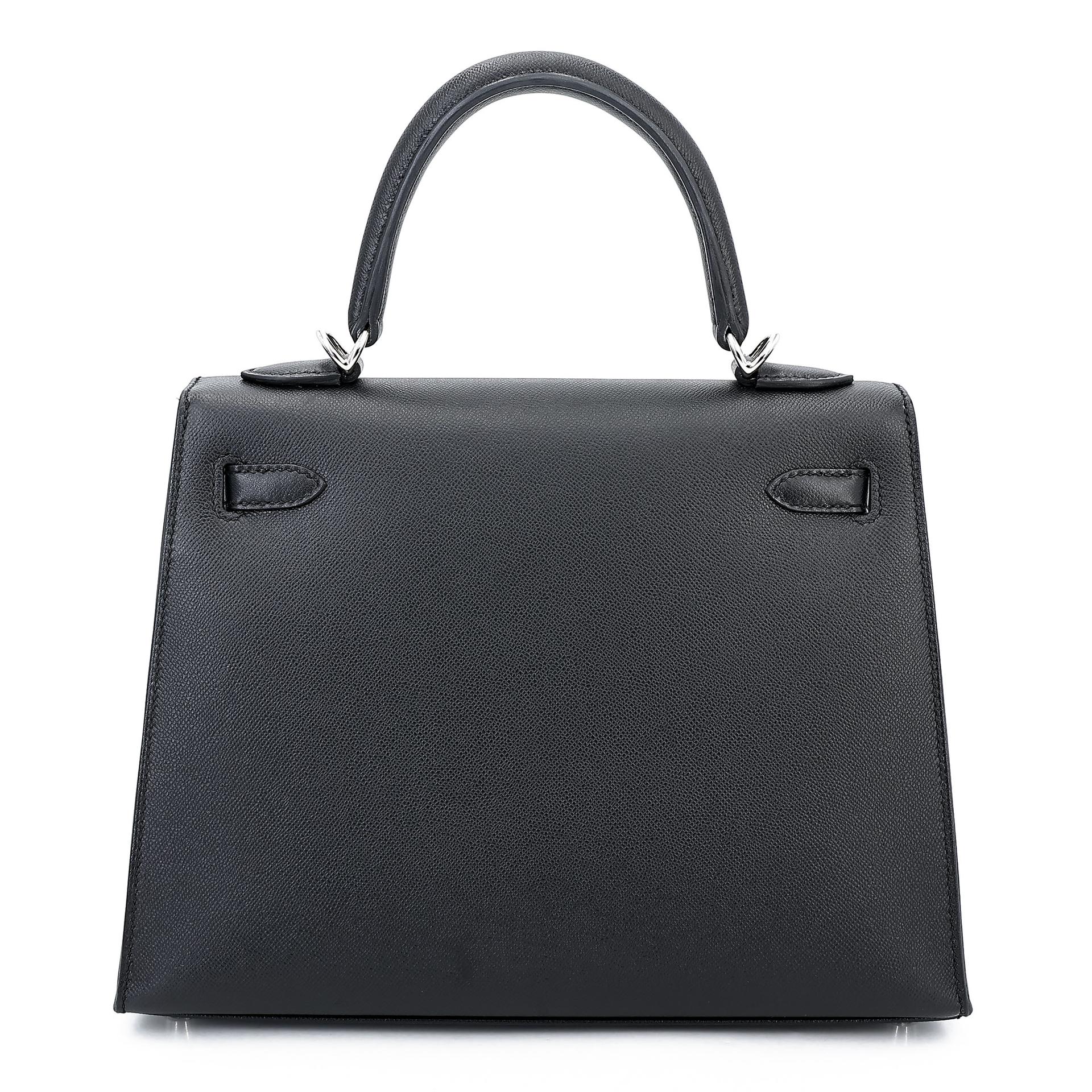 ランク SA HERMÈS エルメス ケリー25 セリエ ヴェルソ ブラック (89) ブルーフランス (71) マダム シルバー金具 W刻印 (2024) - 2