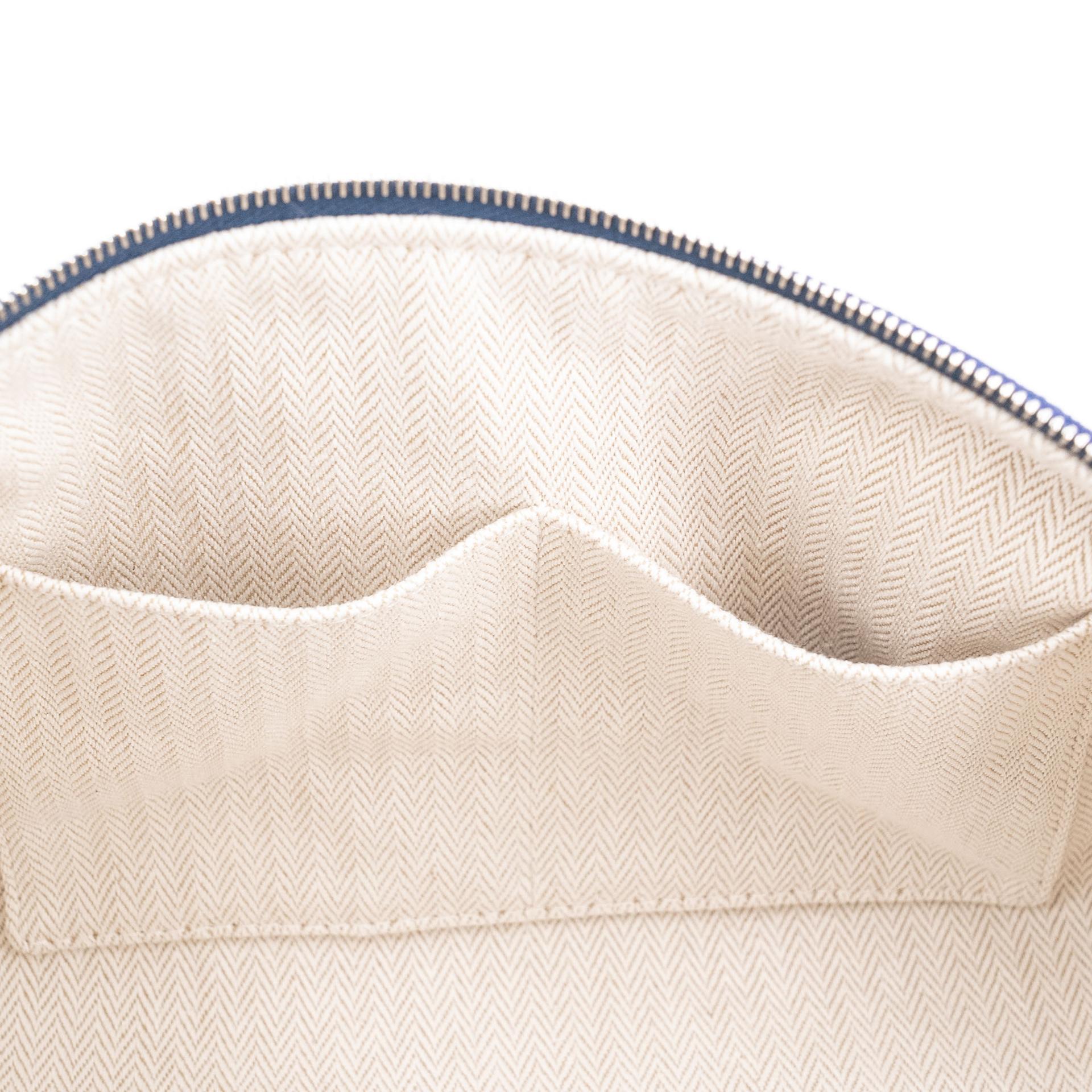 Brand New ( Rank N ) HERMÈS Bride-a-Brac Case PM Blue Cotton Palladium hardware - 17
